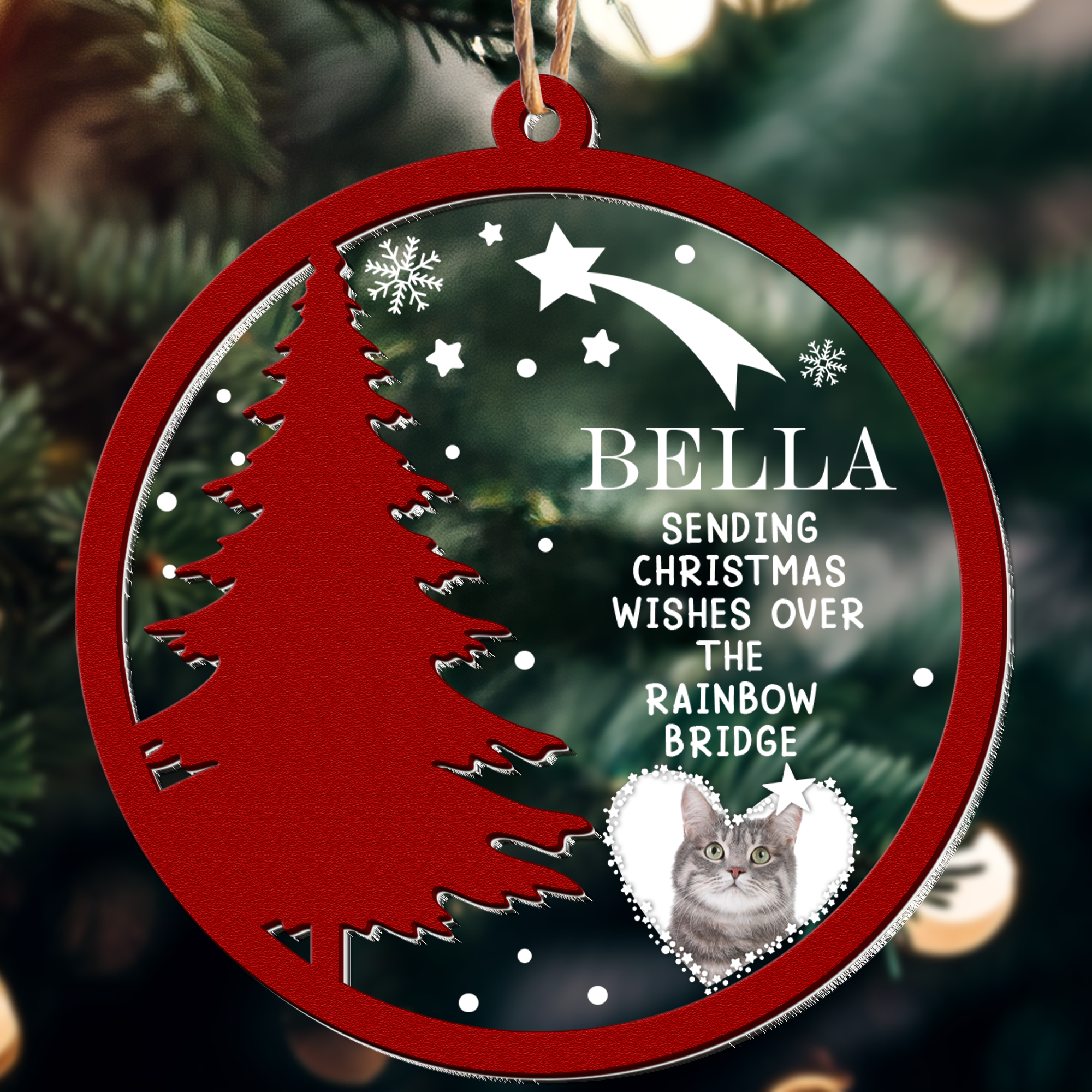 Christmas Pet Memorial - Personalized Photo Wood And Acrylic Ornament ORN0810