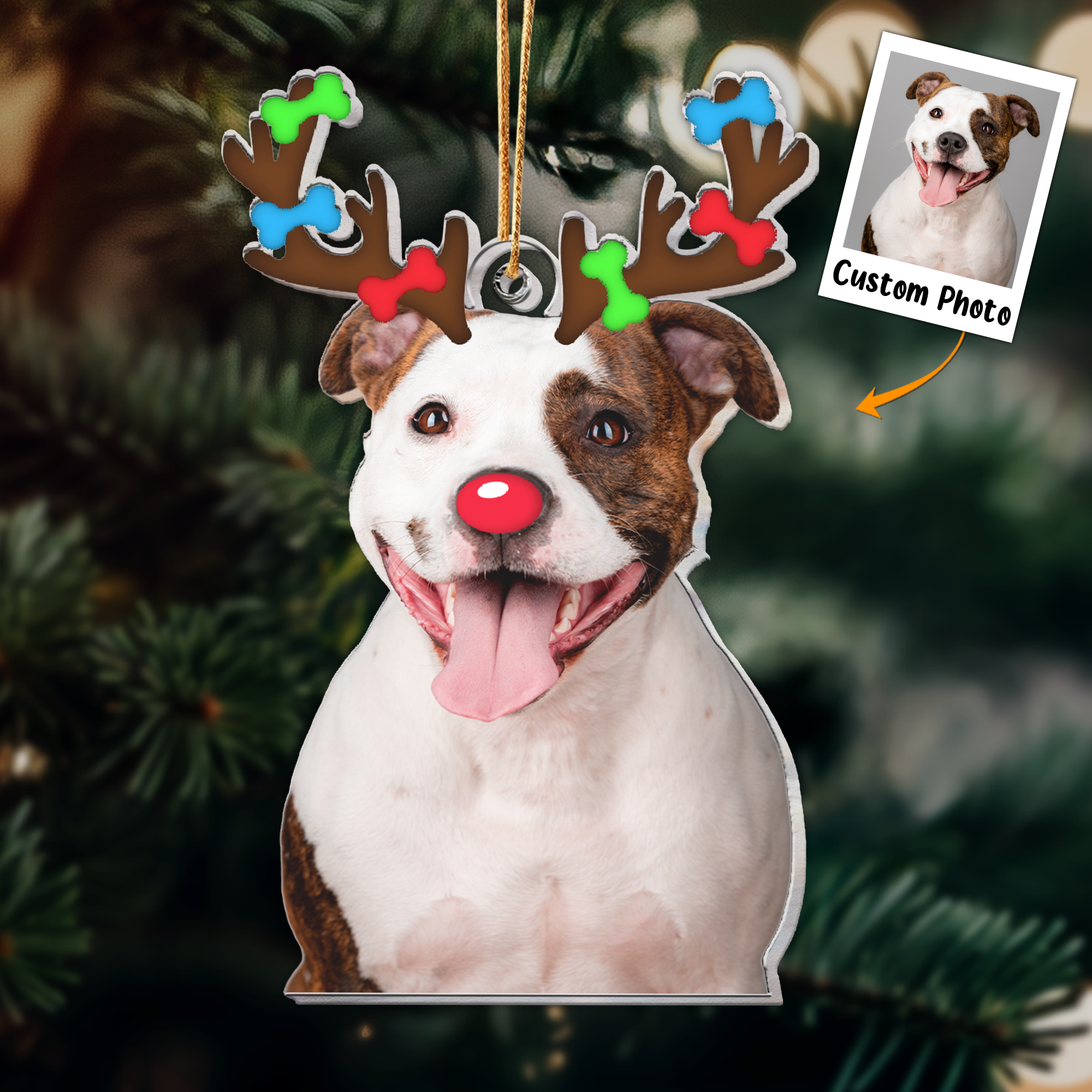 Christmas Reindeer Horn For Pet - Personalized Acrylic Photo Ornament ORN0810