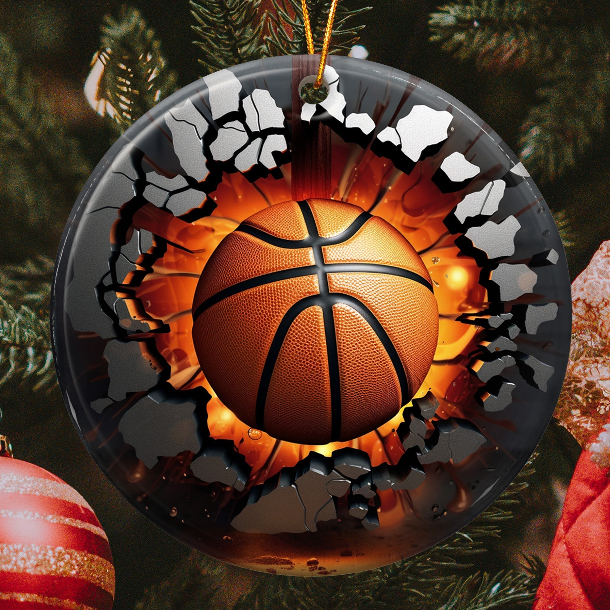 Christmas Sport Ball - Personalized Ceramic Ornament ORN0810