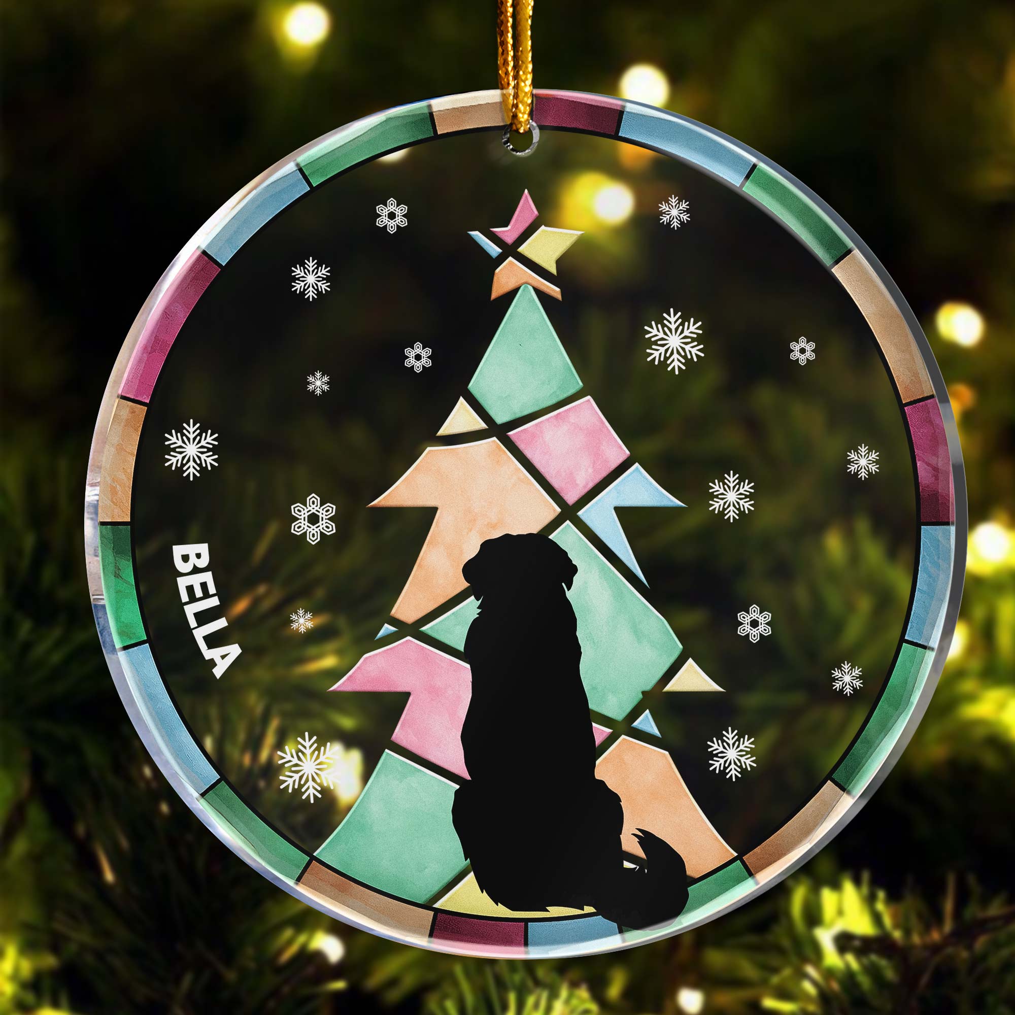 Christmas Tree Black Backside Dog - Personalized Acrylic Ornament ORN0810