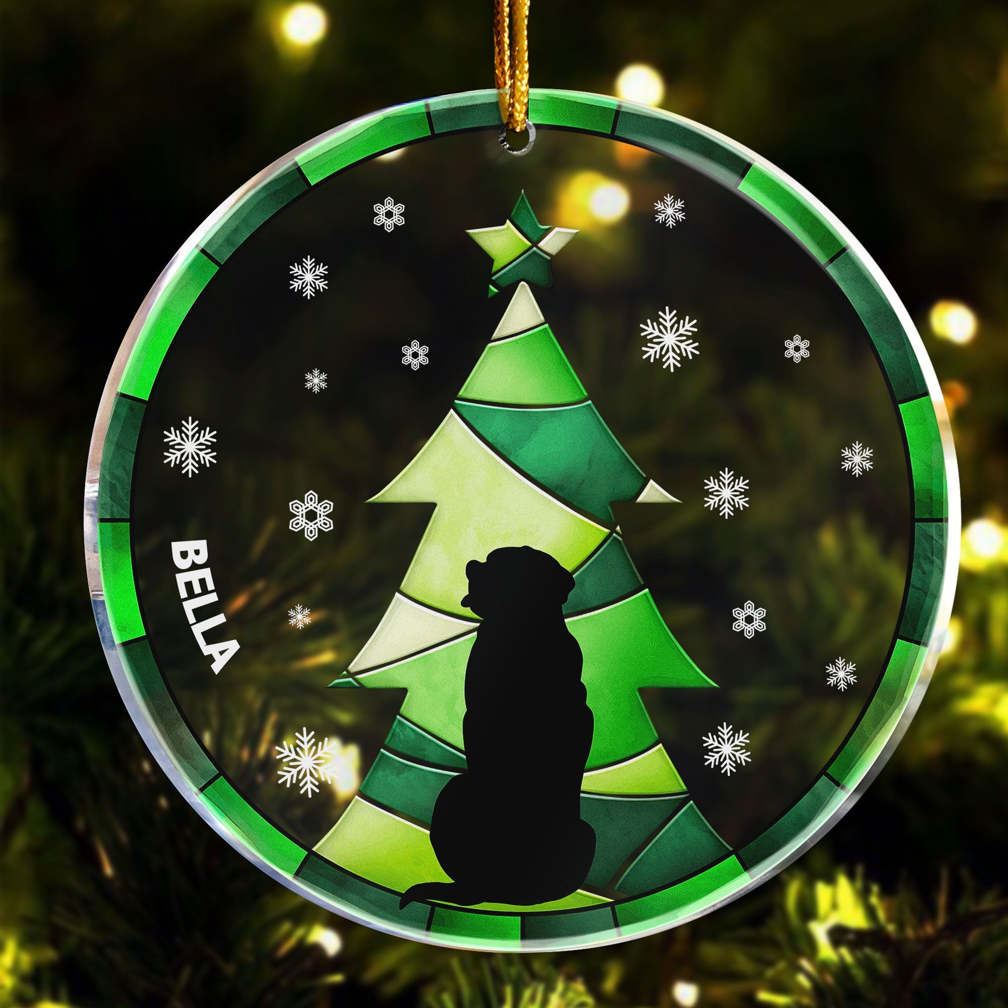 Christmas Tree Black Backside Dog - Personalized Acrylic Ornament ORN0810