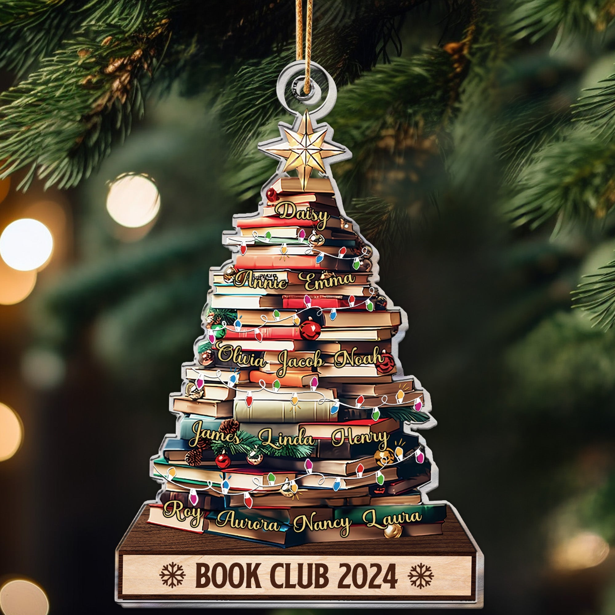 Christmas Tree Book Club Custom Names - Personalized Acrylic Ornament ORN0810