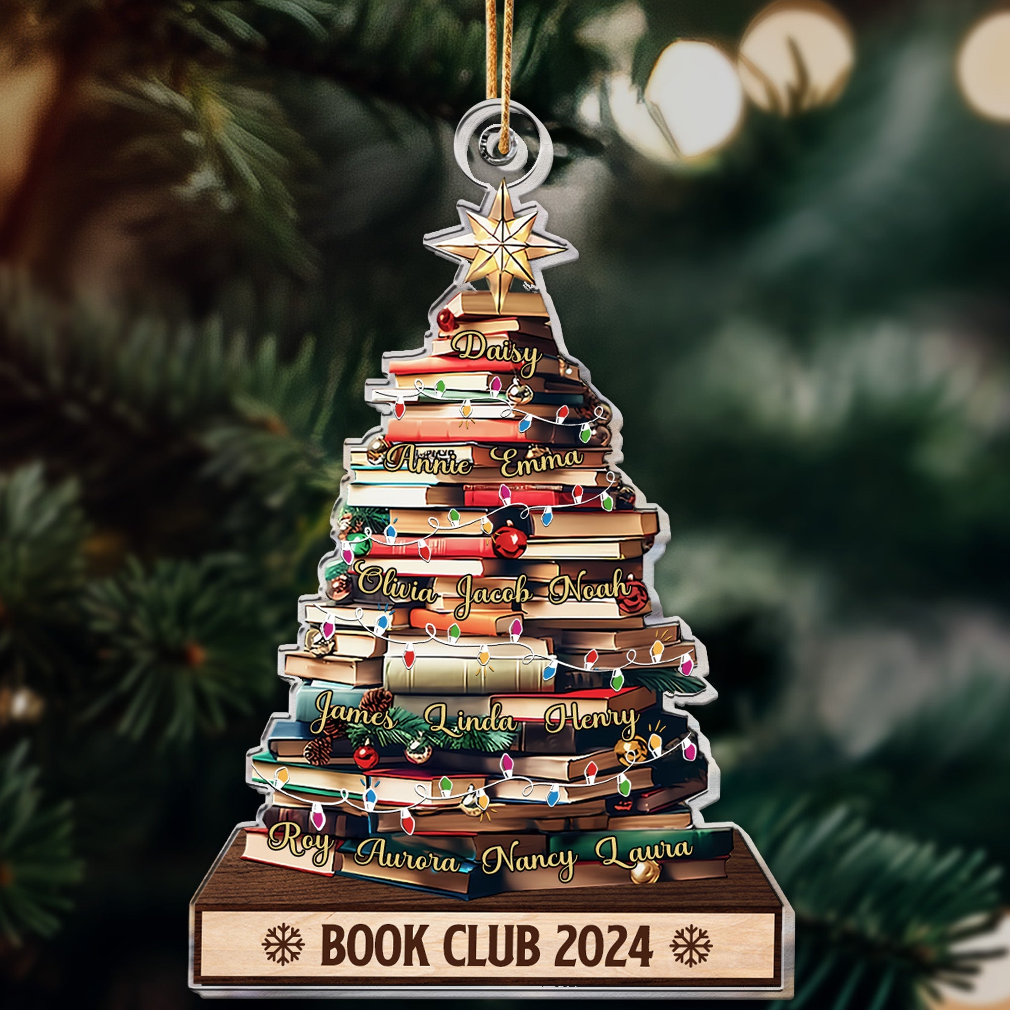 Christmas Tree Book Club Custom Names - Personalized Acrylic Ornament ORN0810