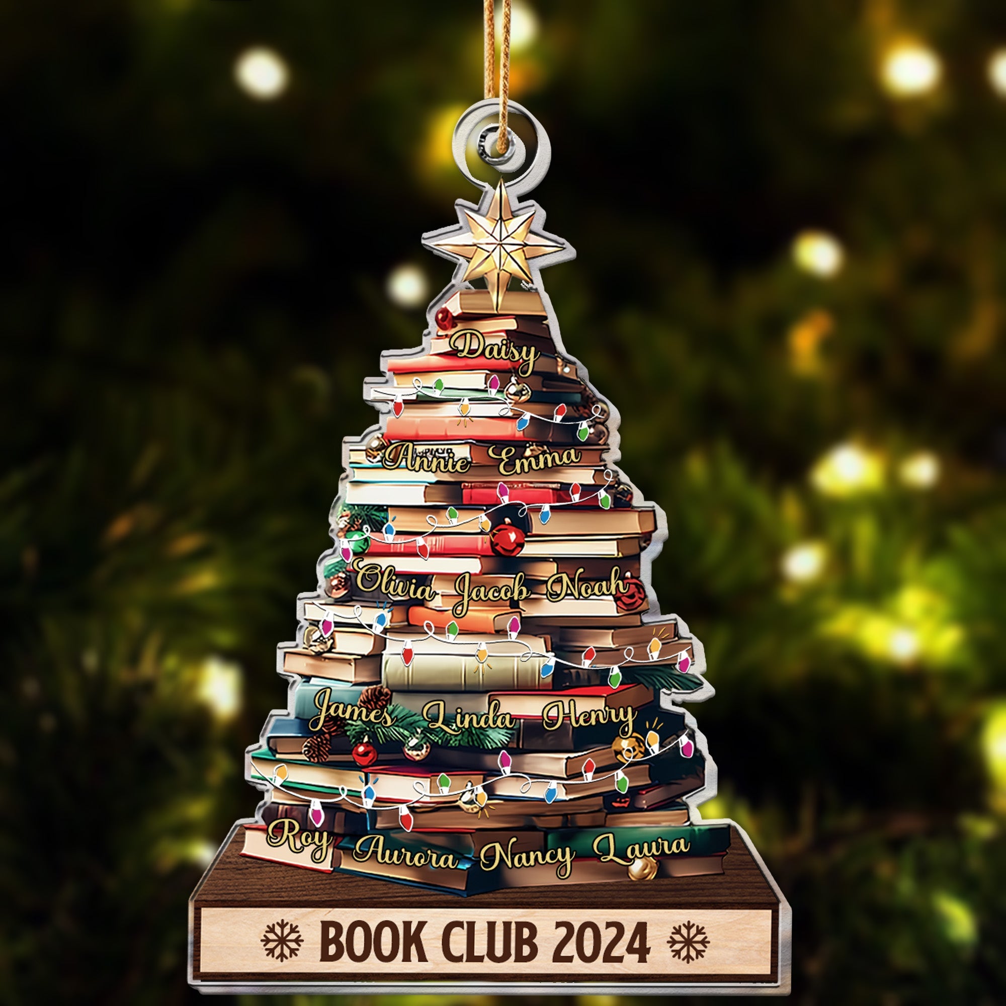 Christmas Tree Book Club Custom Names - Personalized Acrylic Ornament ORN0810