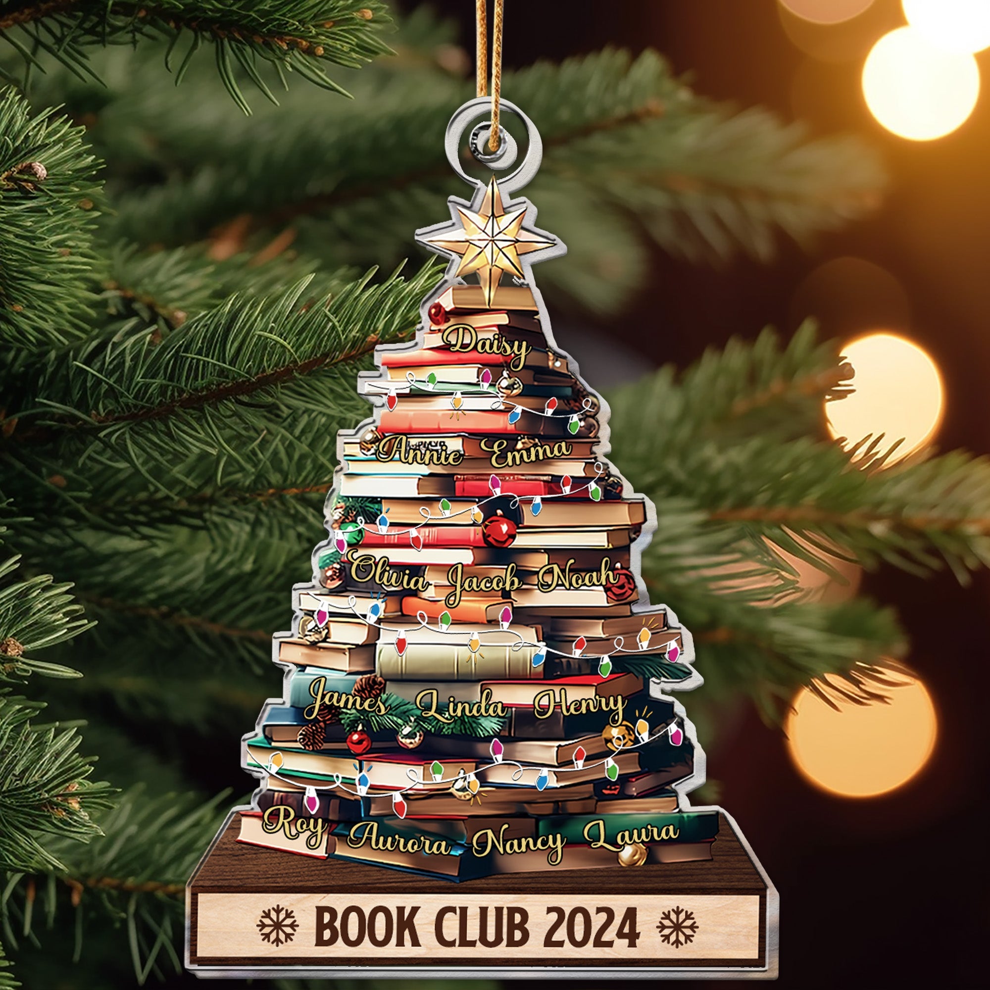 Christmas Tree Book Club Custom Names - Personalized Acrylic Ornament ORN0810