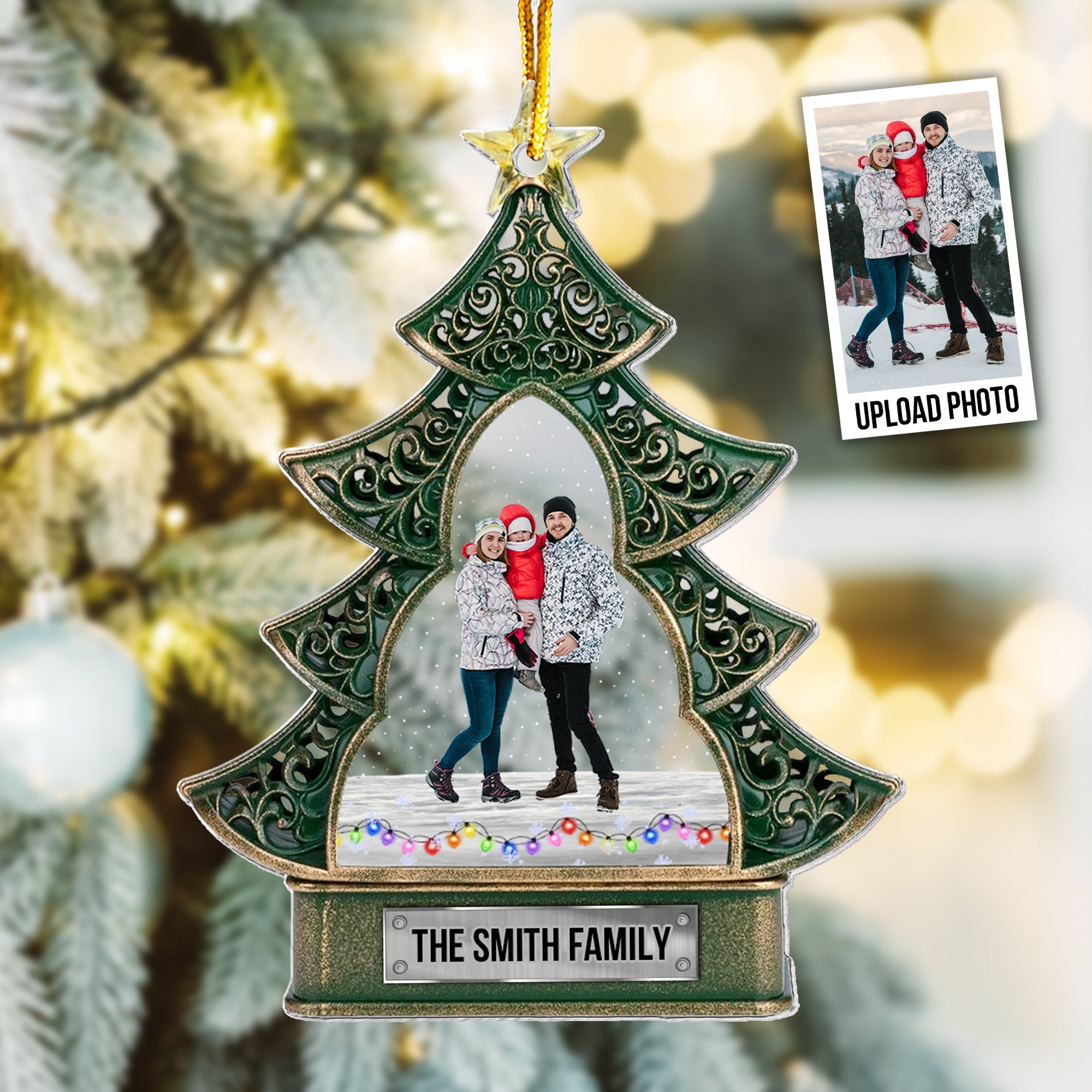 Christmas Tree Family Custom Photo - Personalized Acrylic Photo Ornament ORN0810