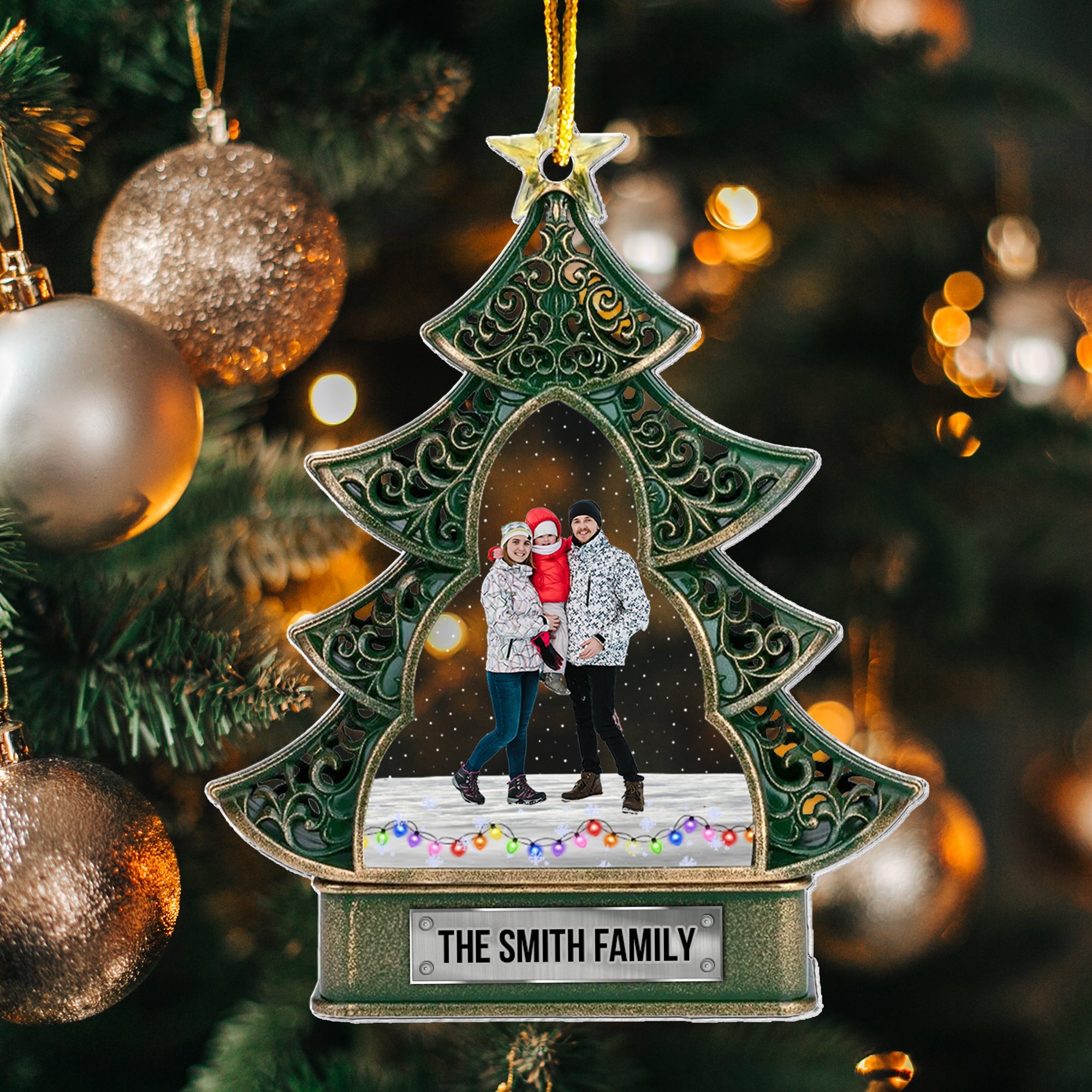 Christmas Tree Family Custom Photo - Personalized Acrylic Photo Ornament ORN0810