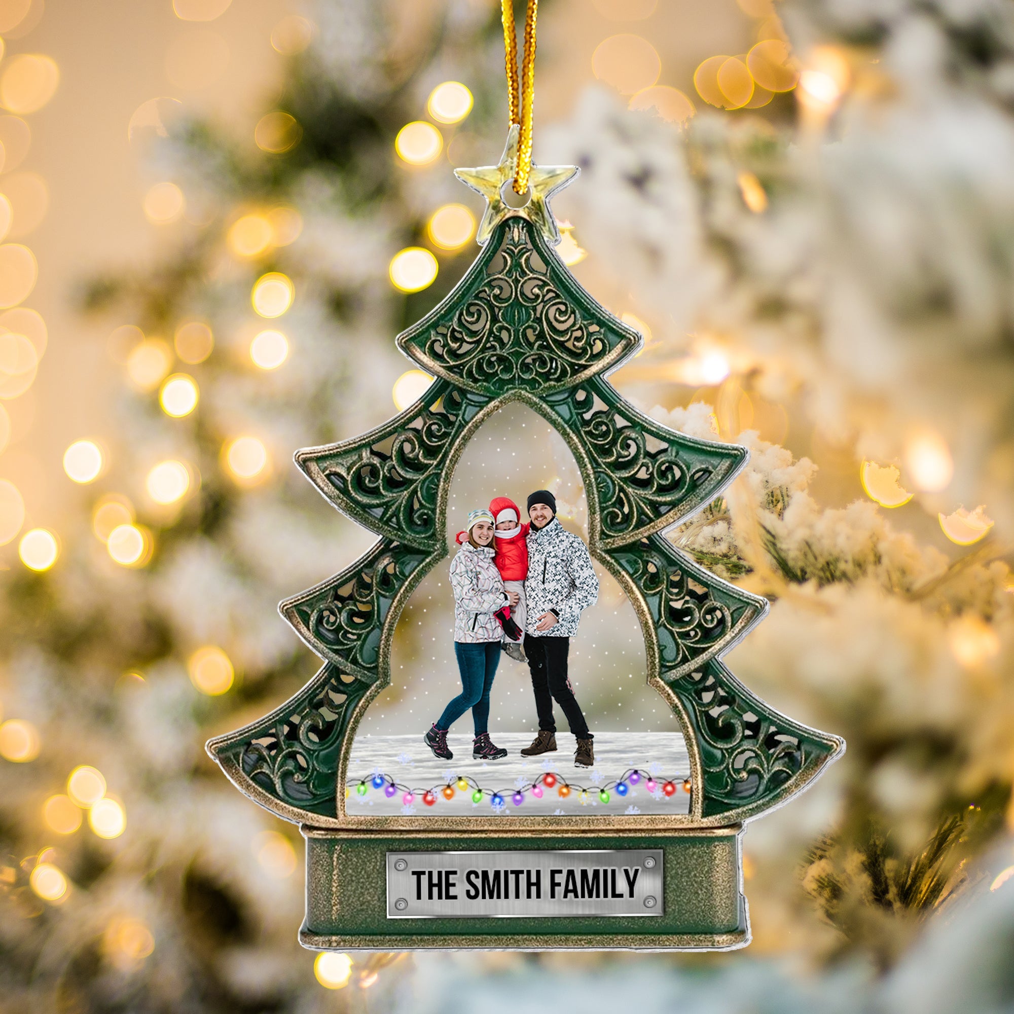 Christmas Tree Family Custom Photo - Personalized Acrylic Photo Ornament ORN0810