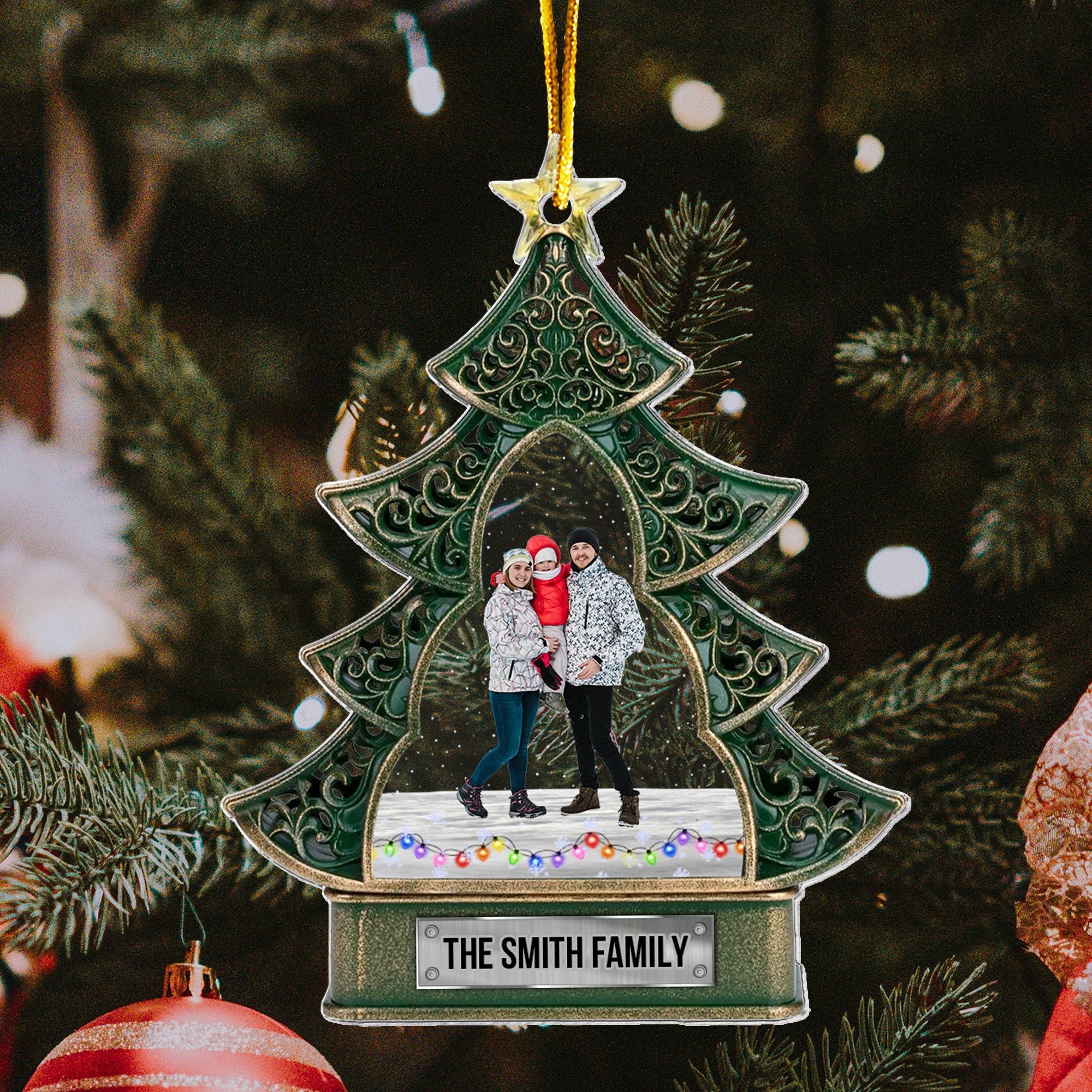 Christmas Tree Family Custom Photo - Personalized Acrylic Photo Ornament ORN0810