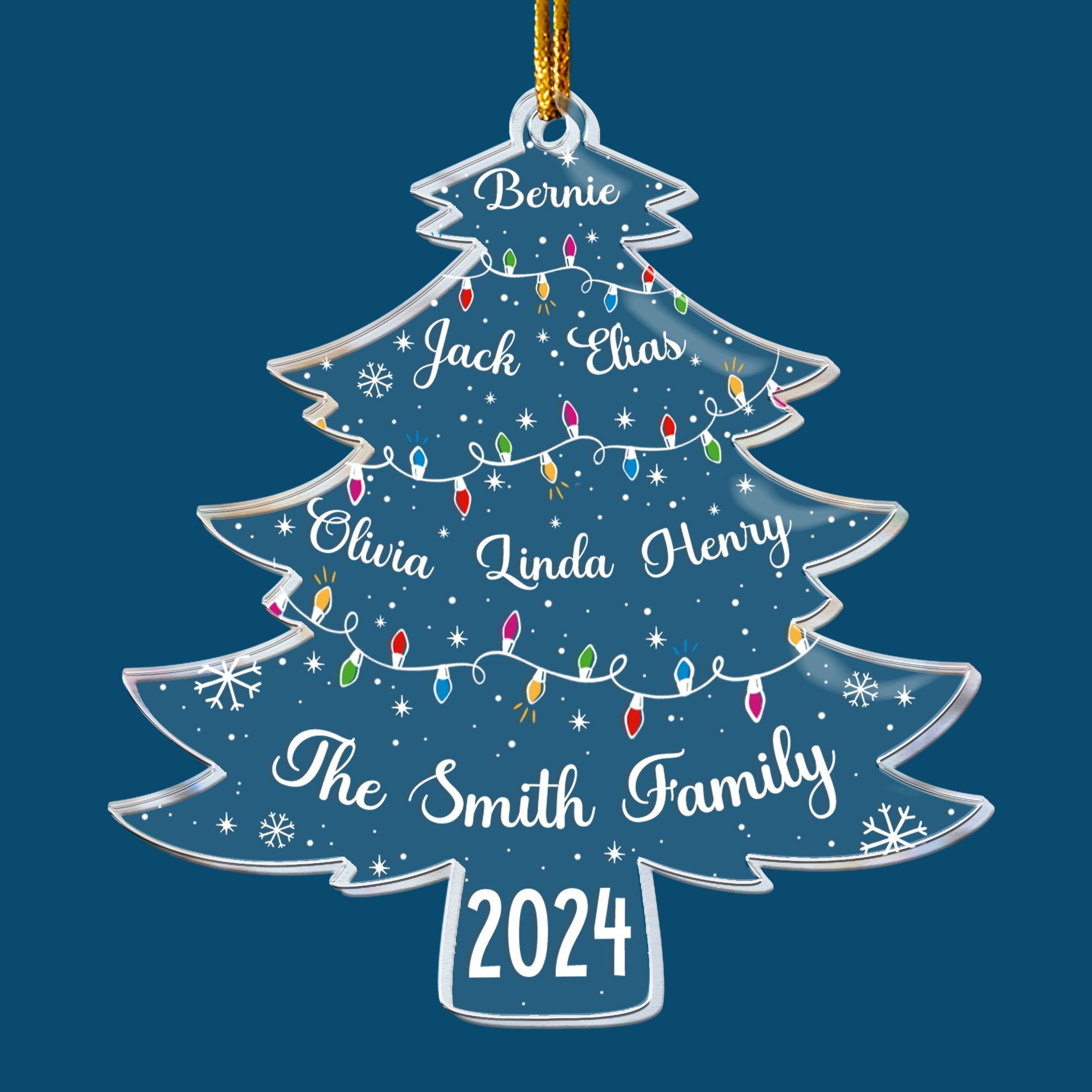 Christmas Tree With Family Names And Led Lights - Personalized Acrylic Ornament ORN0810