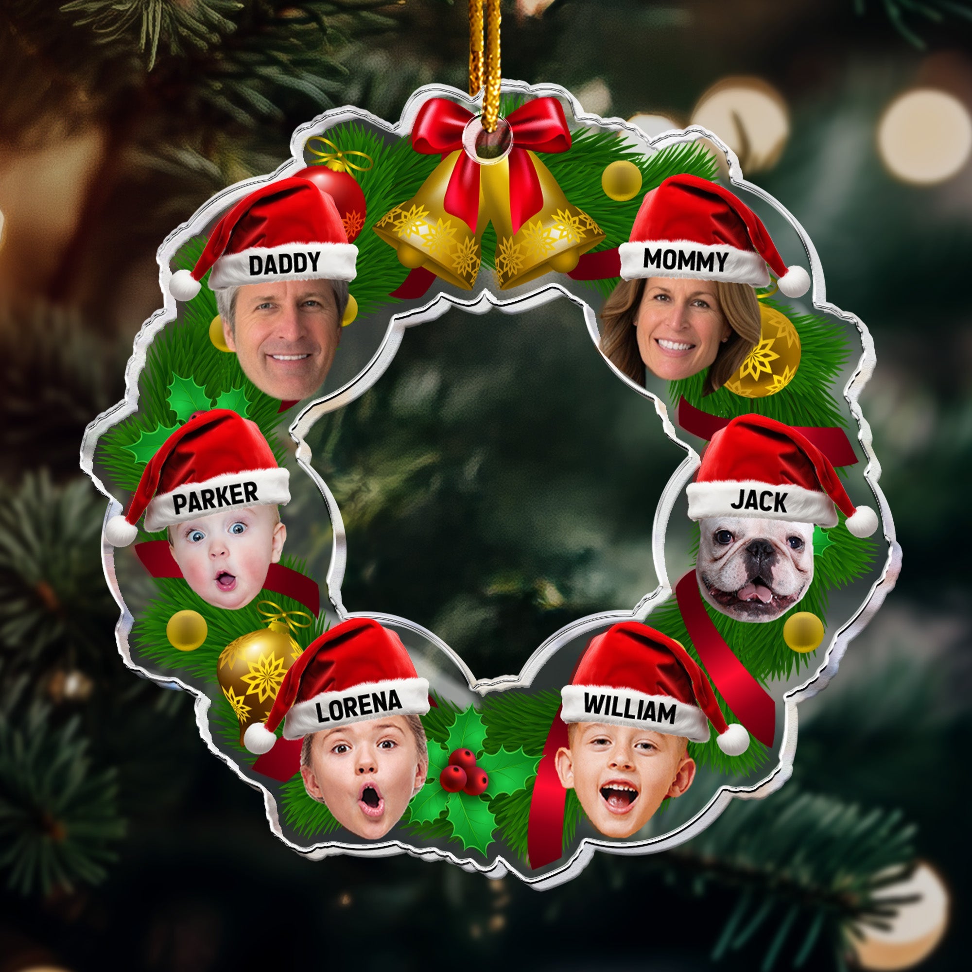 Christmas Wreath Family - Personalized Acrylic Photo Ornament ORN0810