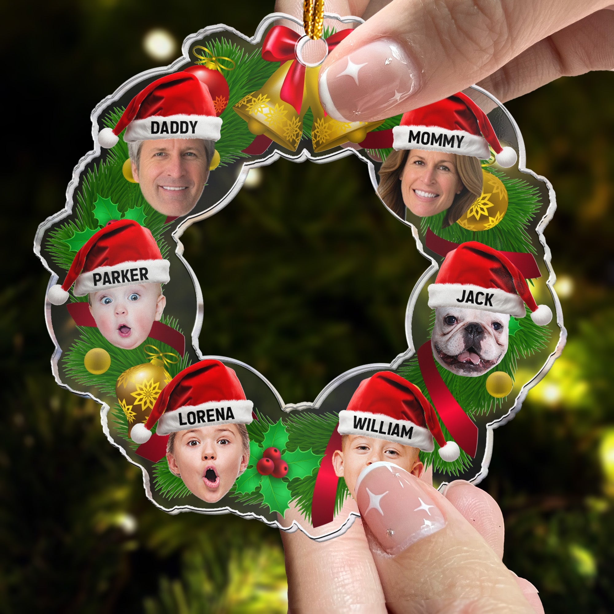 Christmas Wreath Family - Personalized Acrylic Photo Ornament ORN0810