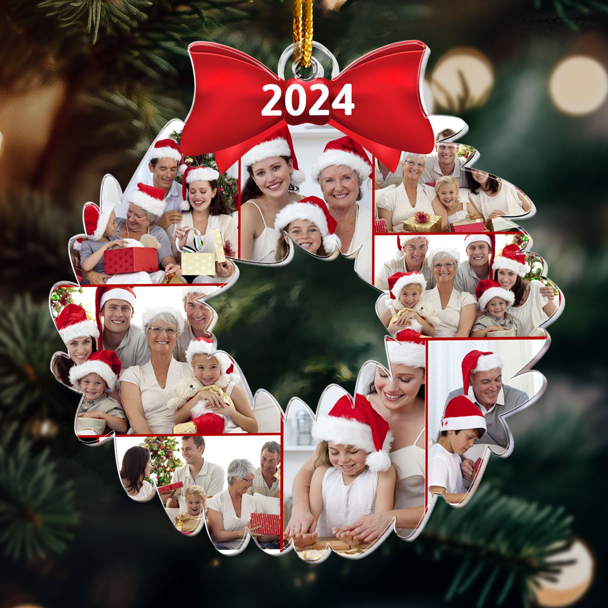 Christmas Wreath - Personalized Acrylic Photo Ornament ORN0810