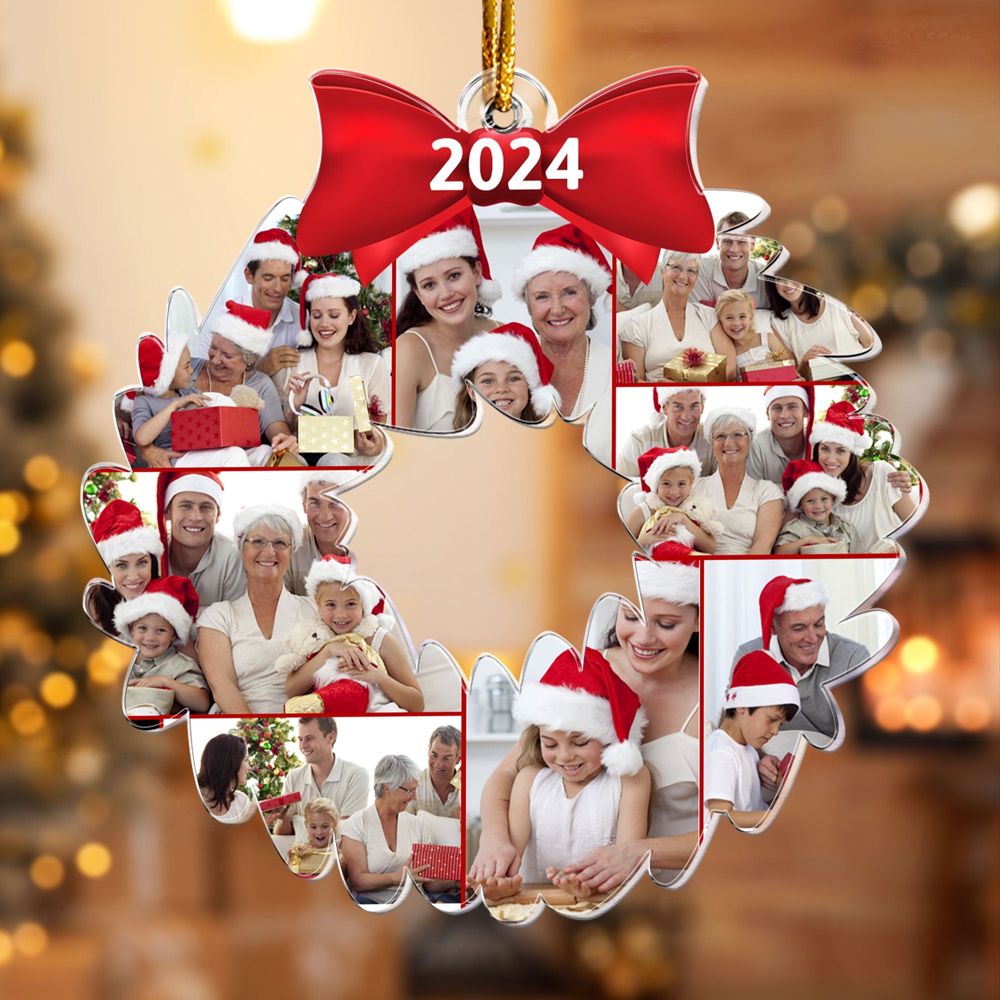 Christmas Wreath - Personalized Acrylic Photo Ornament ORN0810