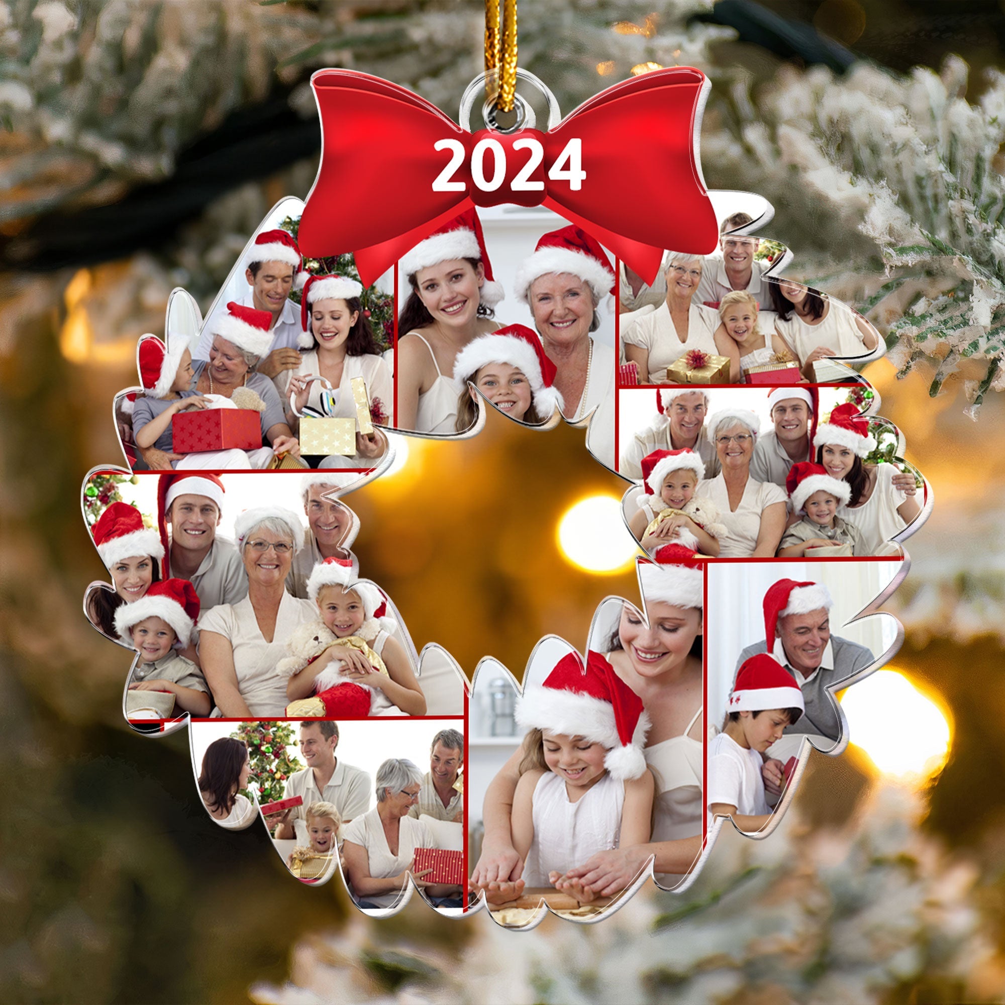 Christmas Wreath - Personalized Acrylic Photo Ornament ORN0810