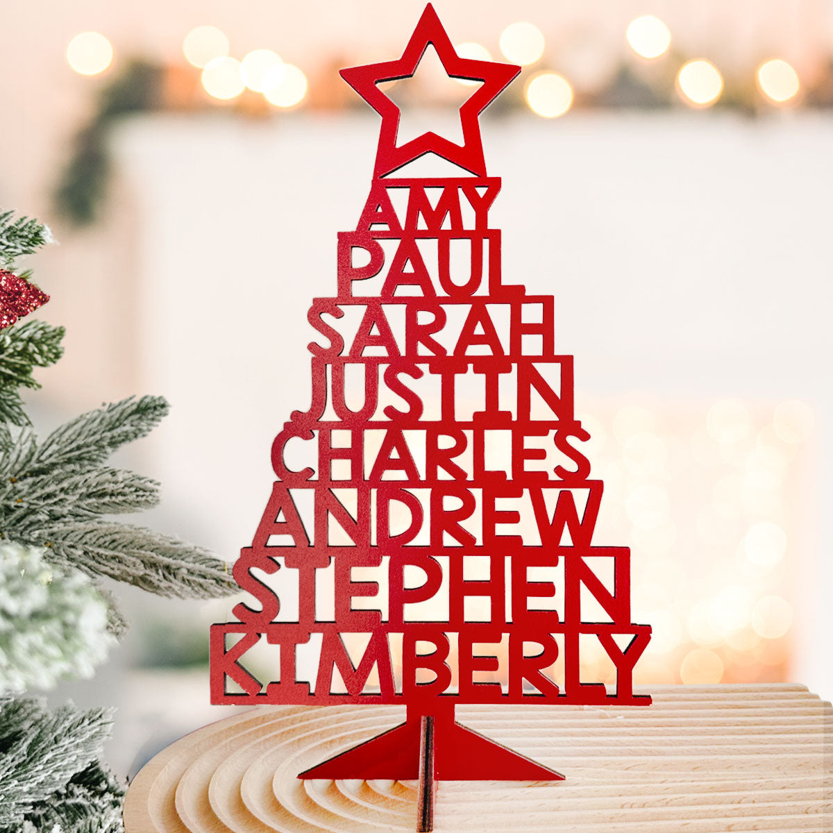 Christmas Decor Our Family - Personalized Wood Christmas Tree ORN0810