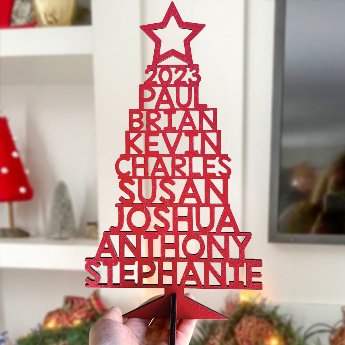 Christmas Decor Our Family - Personalized Wood Christmas Tree ORN0810