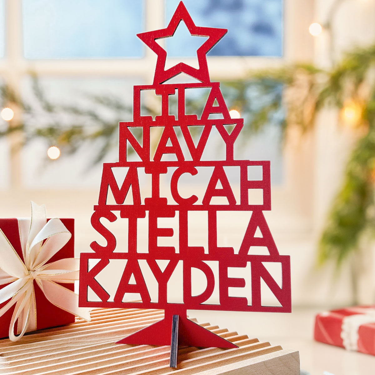 Christmas Decor Our Family - Personalized Wood Christmas Tree ORN0810