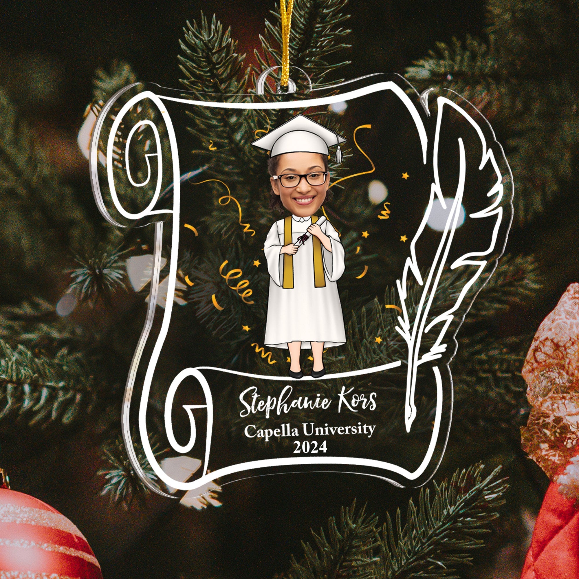 Class Of 2024 - Personalized Paper Shaped Acrylic Ornament ORN0810