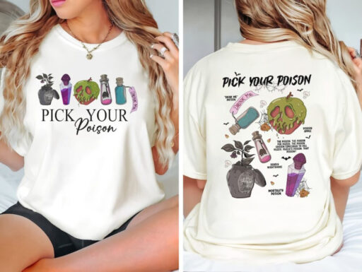 Vintage Retro Pick Your Poison Disney Halloween Two Side Shirt, Disneyland Villain Halloween Sweatshirt, Disney Villains shirt
