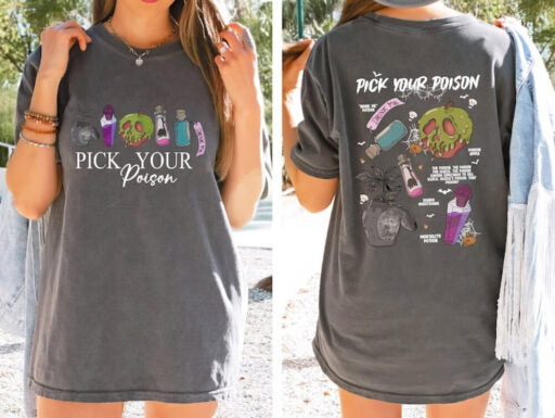 Vintage Retro Pick Your Poison Disney Halloween Two Side Shirt, Disneyland Villain Halloween Sweatshirt, Disney Villains shirt
