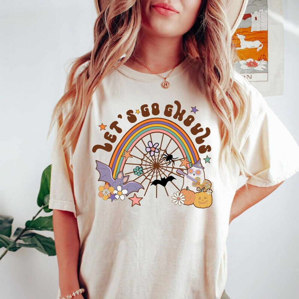Lets go ghouls Shirt, Hippie Halloween Shirt, Funny Halloween Shirt, Halloween Party Shirt, Fall Shirt, Retro Halloween Shirt HL23