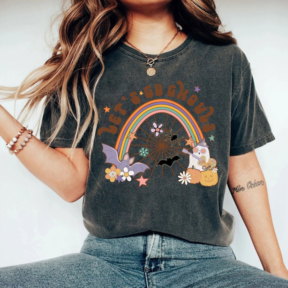 Lets go ghouls Shirt, Hippie Halloween Shirt, Funny Halloween Shirt, Halloween Party Shirt, Fall Shirt, Retro Halloween Shirt HL23