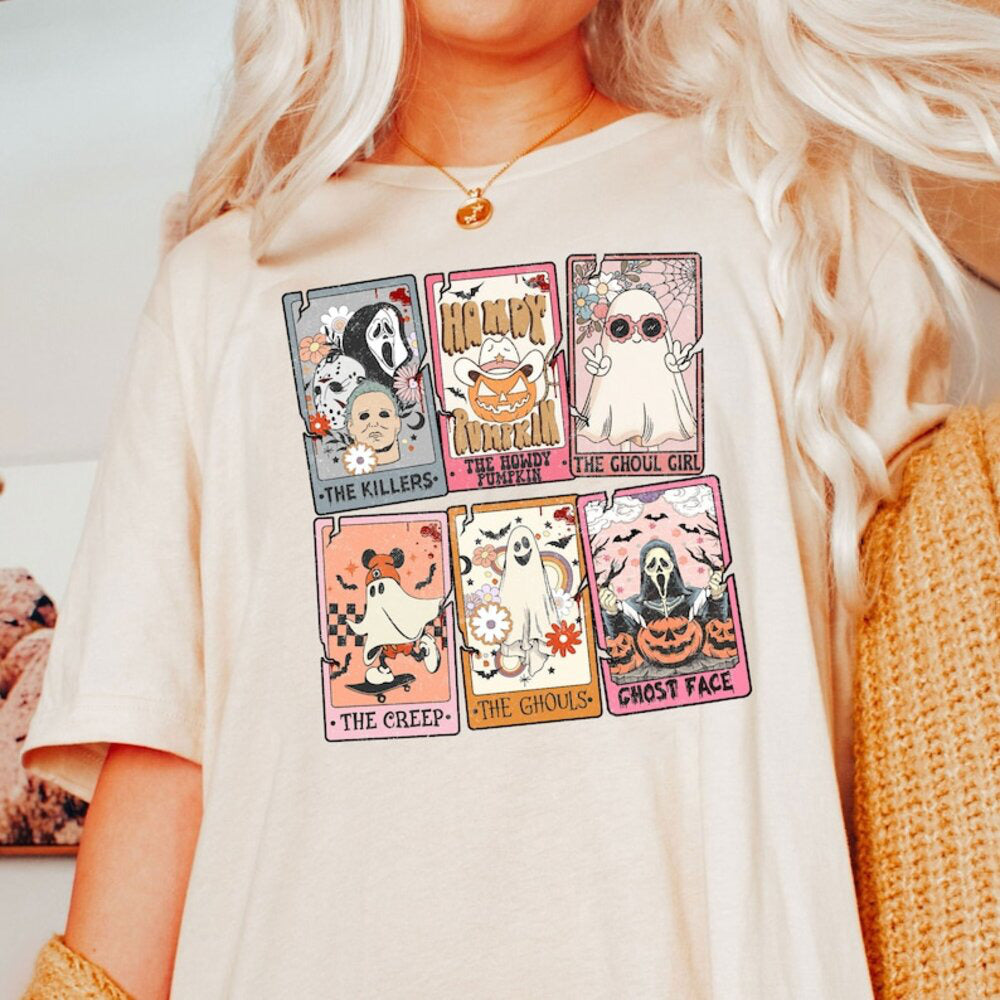 Retro Halloween Tarot Card Shirt, Halloween Ghost Shirt, Fall Halloween Shirt, Spooky Season Shirt, Halloween Horror Shirt HL23