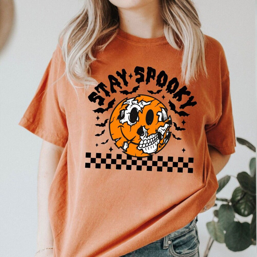 Retro Stay Spooky Shirt, Funny Ghost Shirt, Pumpkin Halloween Skeleton Shirt, Trick Or Treat Shirt, Halloween Skeleton Shirt HL23