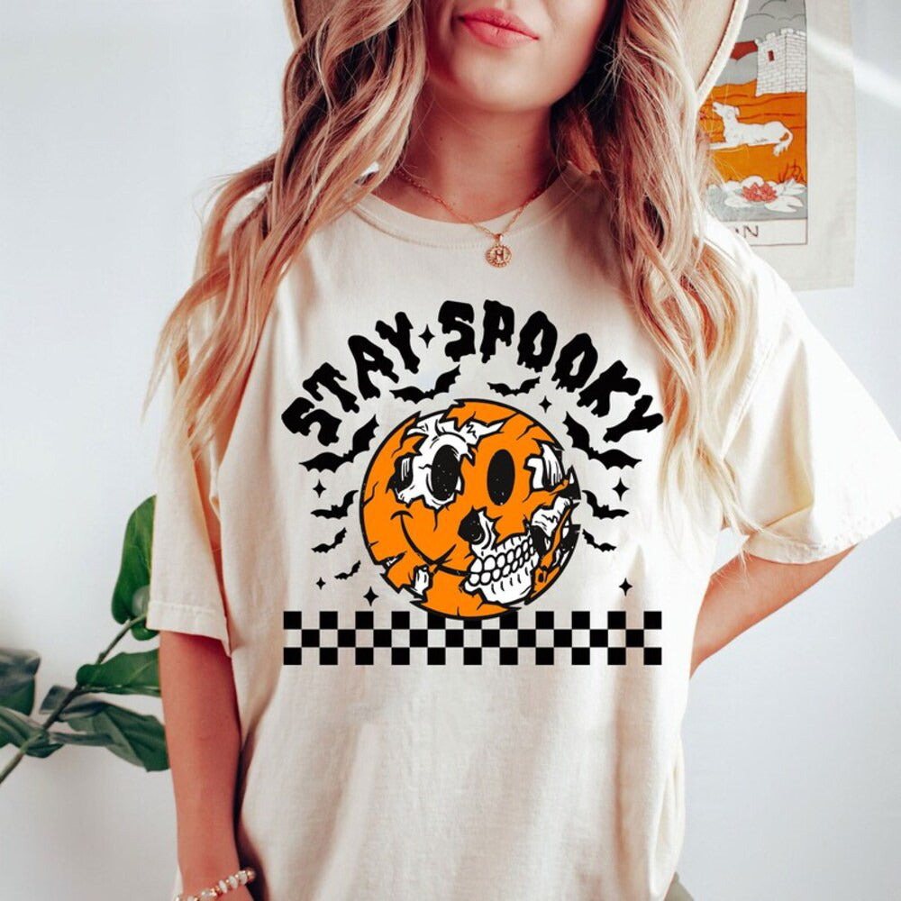 Retro Stay Spooky Shirt, Funny Ghost Shirt, Pumpkin Halloween Skeleton Shirt, Trick Or Treat Shirt, Halloween Skeleton Shirt HL23