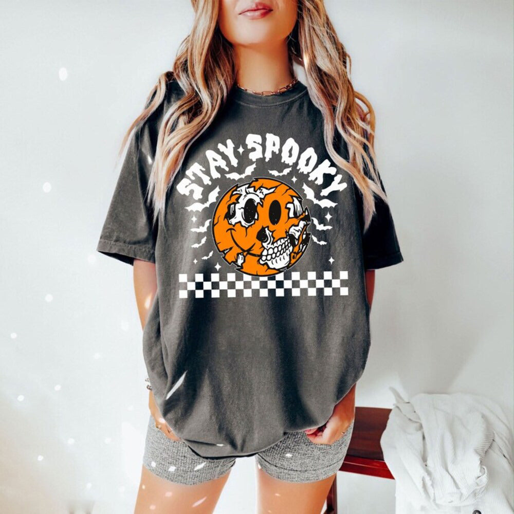 Retro Stay Spooky Shirt, Funny Ghost Shirt, Pumpkin Halloween Skeleton Shirt, Trick Or Treat Shirt, Halloween Skeleton Shirt HL23