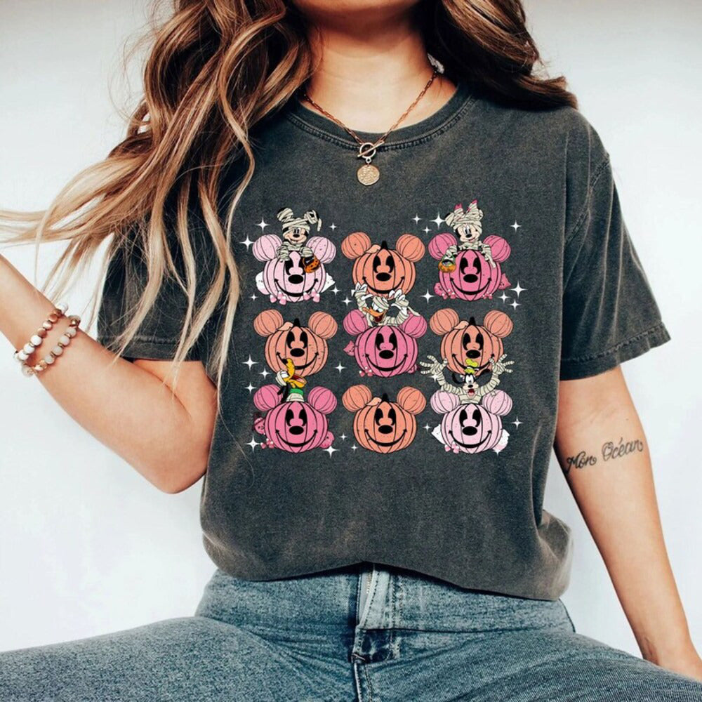 Vintage Mickey and Friends Halloween Shirt, Disney Pumpkins Shirt, Cute Fall Shirt, Disney Skeleton Halloween Shirt HL23