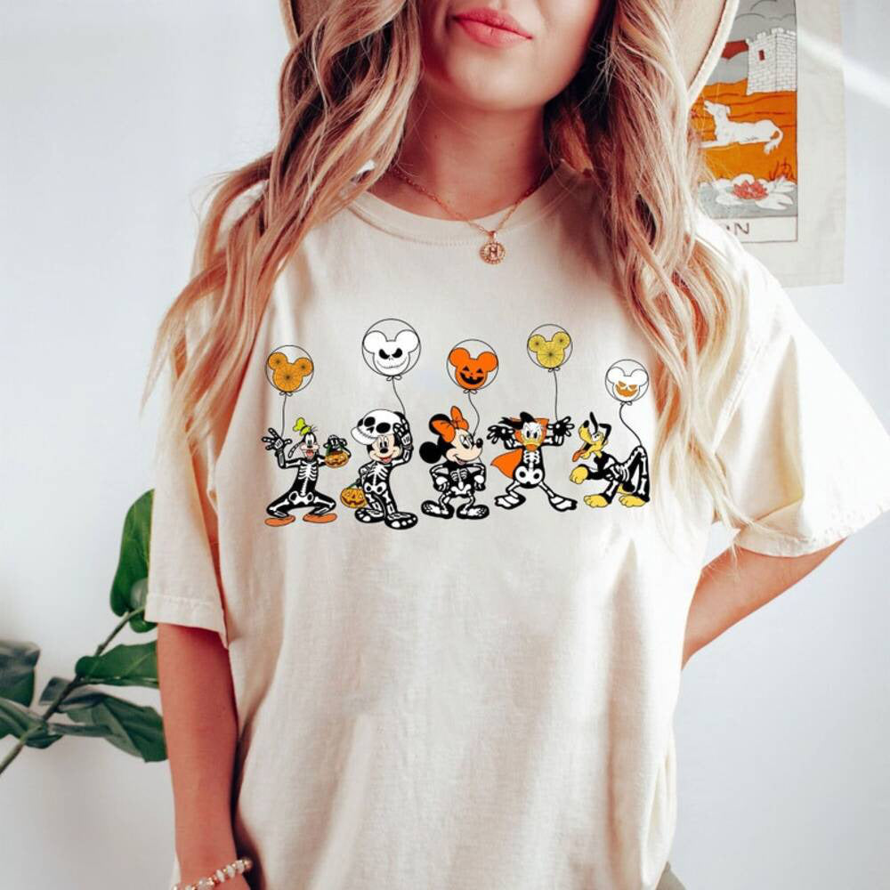 Disney Halloween Skeleton Shirt, Disney Halloween 2024 Matching Shirt, Disney Balloon Shirt, Mickey Minnie and Friends Shirt HL23