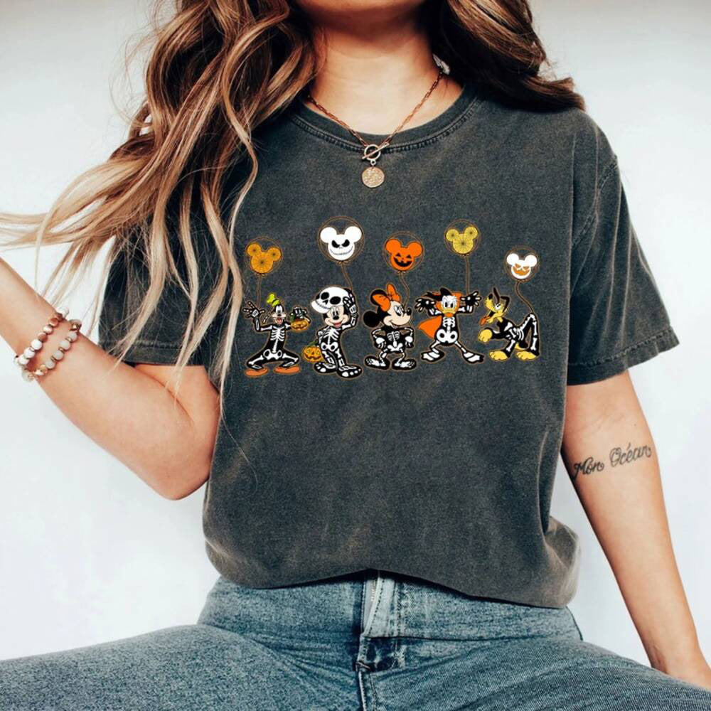 Disney Halloween Skeleton Shirt, Disney Halloween 2024 Matching Shirt, Disney Balloon Shirt, Mickey Minnie and Friends Shirt HL23