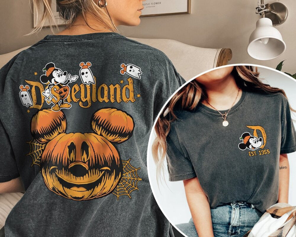 Retro Disneyland Halloween Two Side Shirt, Disneyworld Two Side Halloween Sweater, Halloween Trip Matching Tee, Spooky Season