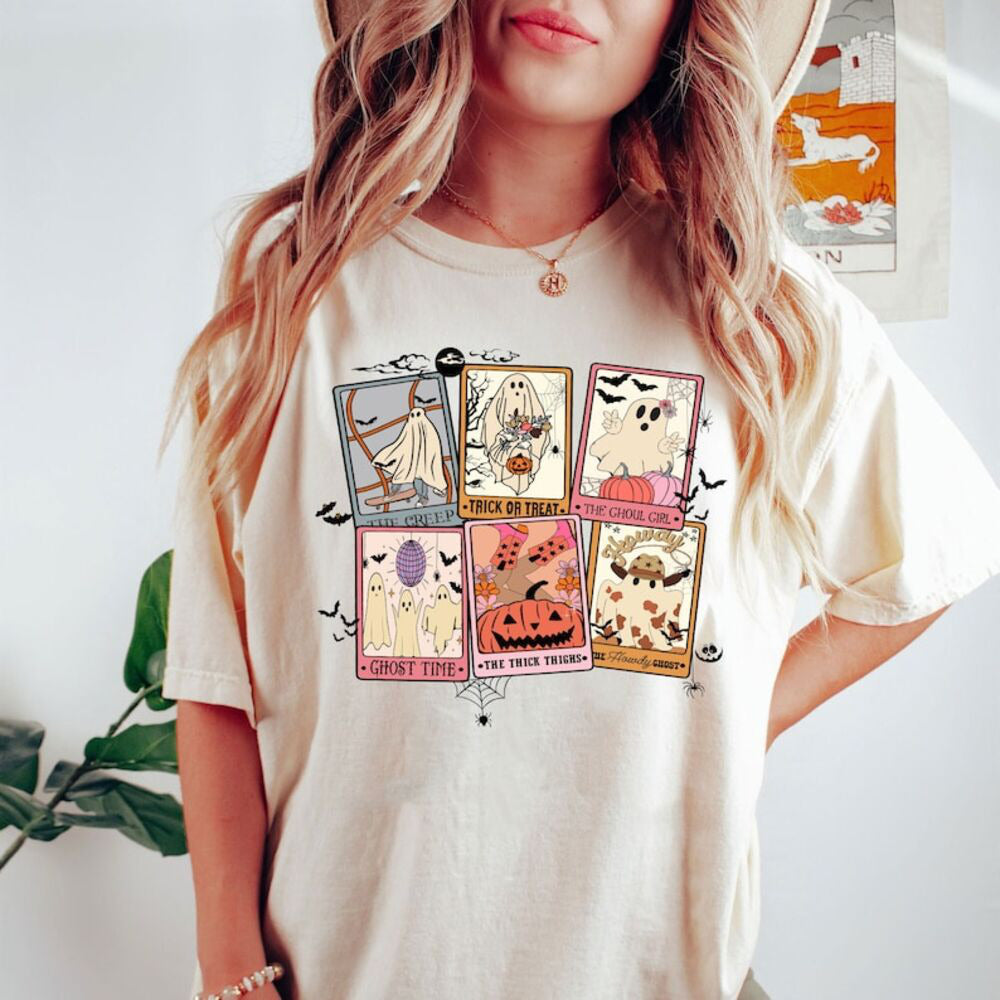 Retro Halloween Ghost Tarot Card Shirt, Retro Halloween Shirt, Retro Western Shirt, Halloween Shirt, Spooky Season Shirt HL23