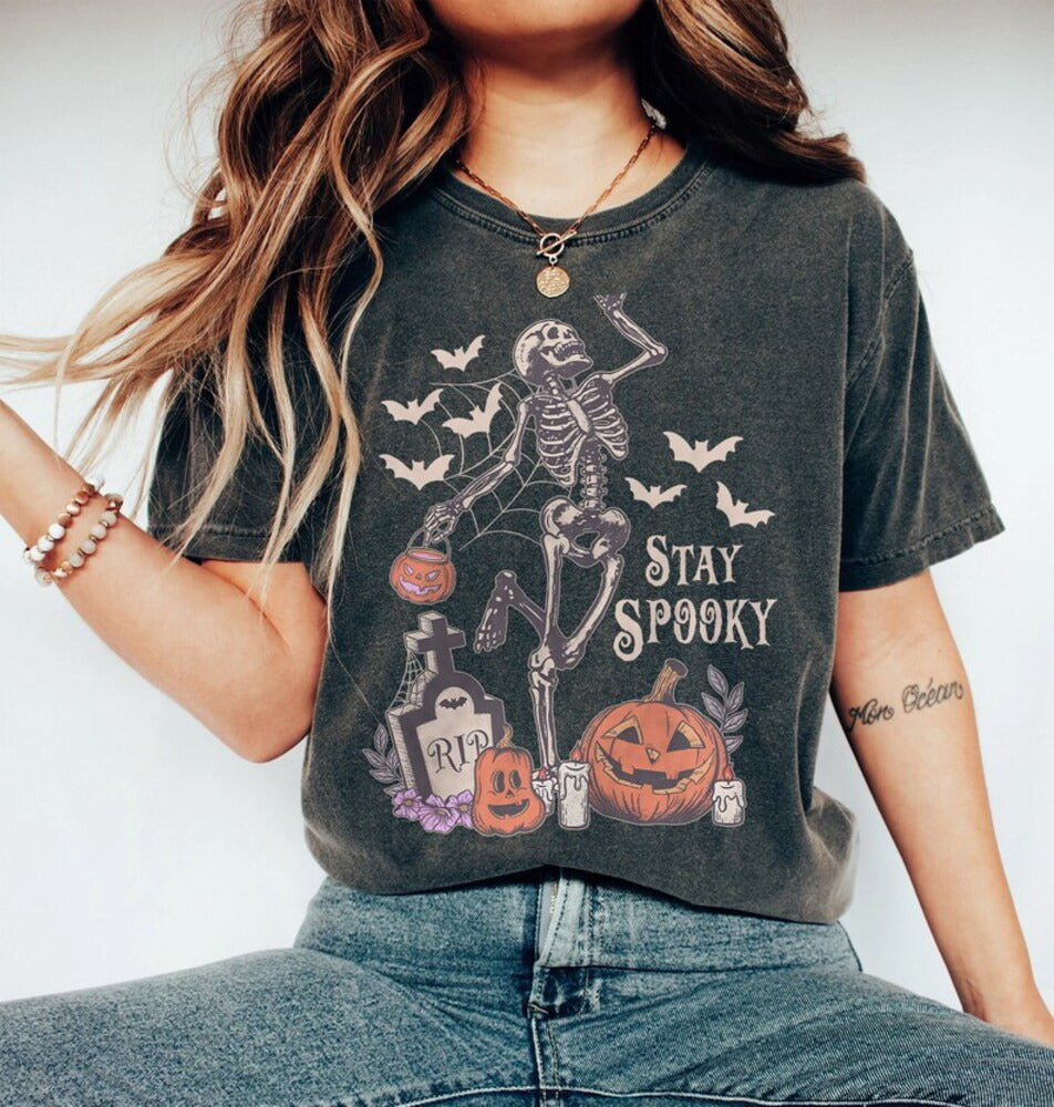 Stay spooky Shirt, Halloween Shirt, Witch TShirt, Gift For Halloween, Skeleton Fall Halloween, Disney Halloween Sweatshirt HL23