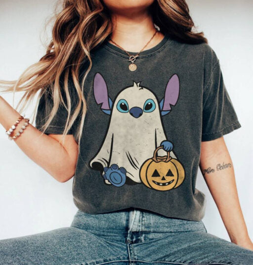 Stitch Ghost Halloween Shirts, Retro Stitch Pumpkin Halloween Sweatshirt, Mickey?s Not So Scary Disney Halloween Party 2024 HL23