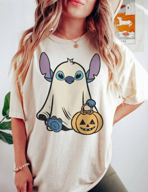 Stitch Ghost Halloween Shirts, Retro Stitch Pumpkin Halloween Sweatshirt, Mickey?s Not So Scary Disney Halloween Party 2024 HL23