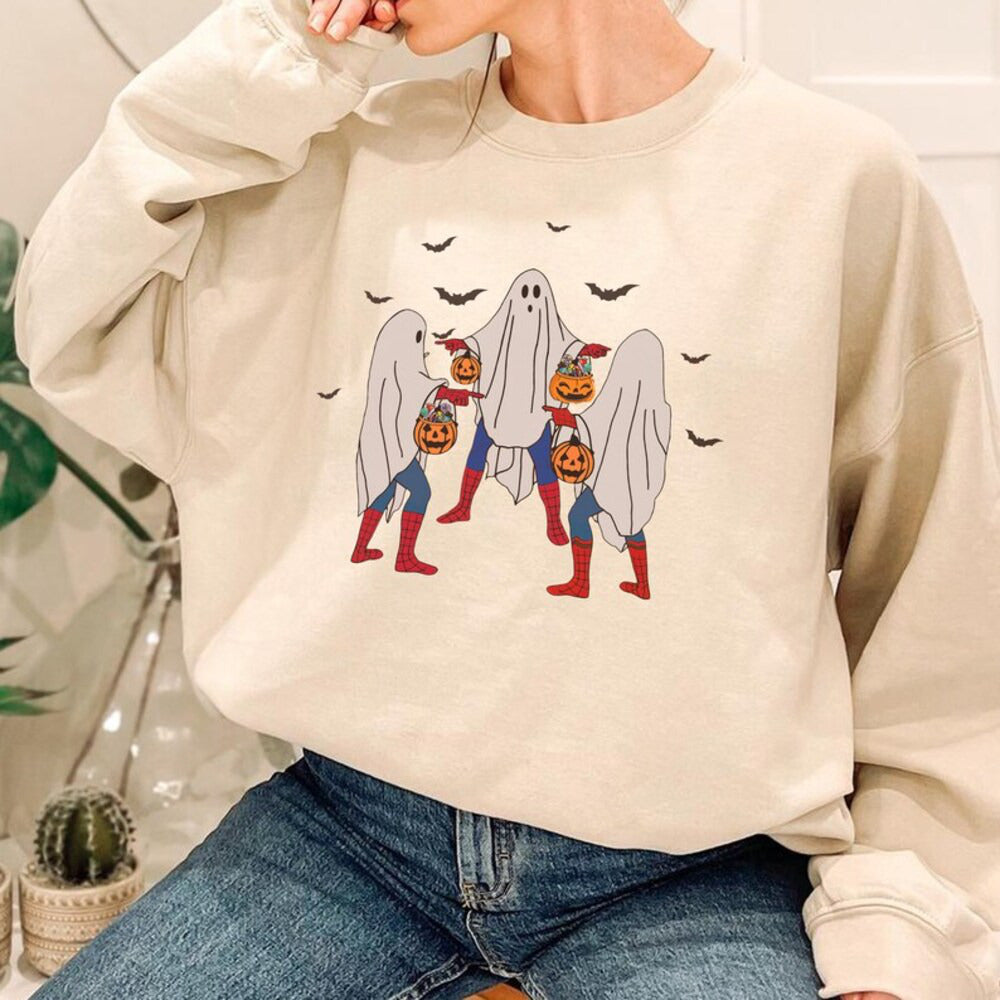 Three Spiderman Meme Shirt, Spider-Man Halloween Sweatshirt, Marvel Avengers Halloween Shirt, Multiverse Spiderman Halloween HL23