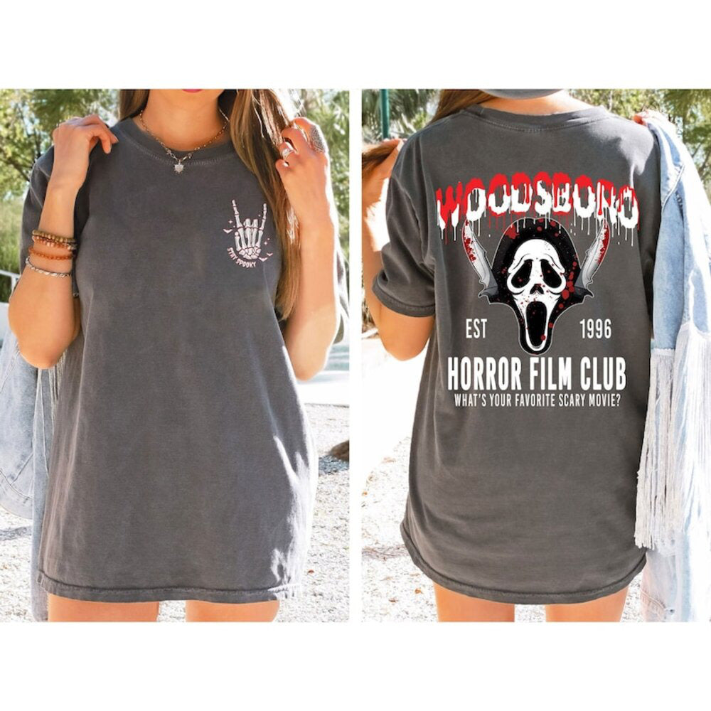 Woodsboro Horror Film Club 2 Sided Shirt, Horror Film Club Shirt, Woodsboro Scream, Scream Ghost Shirt, Stay Spooky Shirt