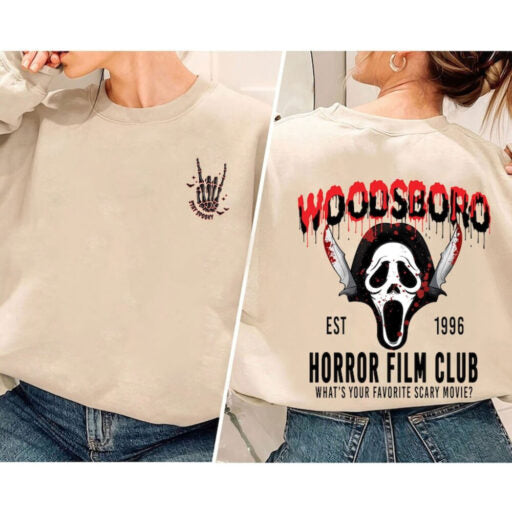 Woodsboro Horror Film Club 2 Sided Shirt, Horror Film Club Shirt, Woodsboro Scream, Scream Ghost Shirt, Stay Spooky Shirt