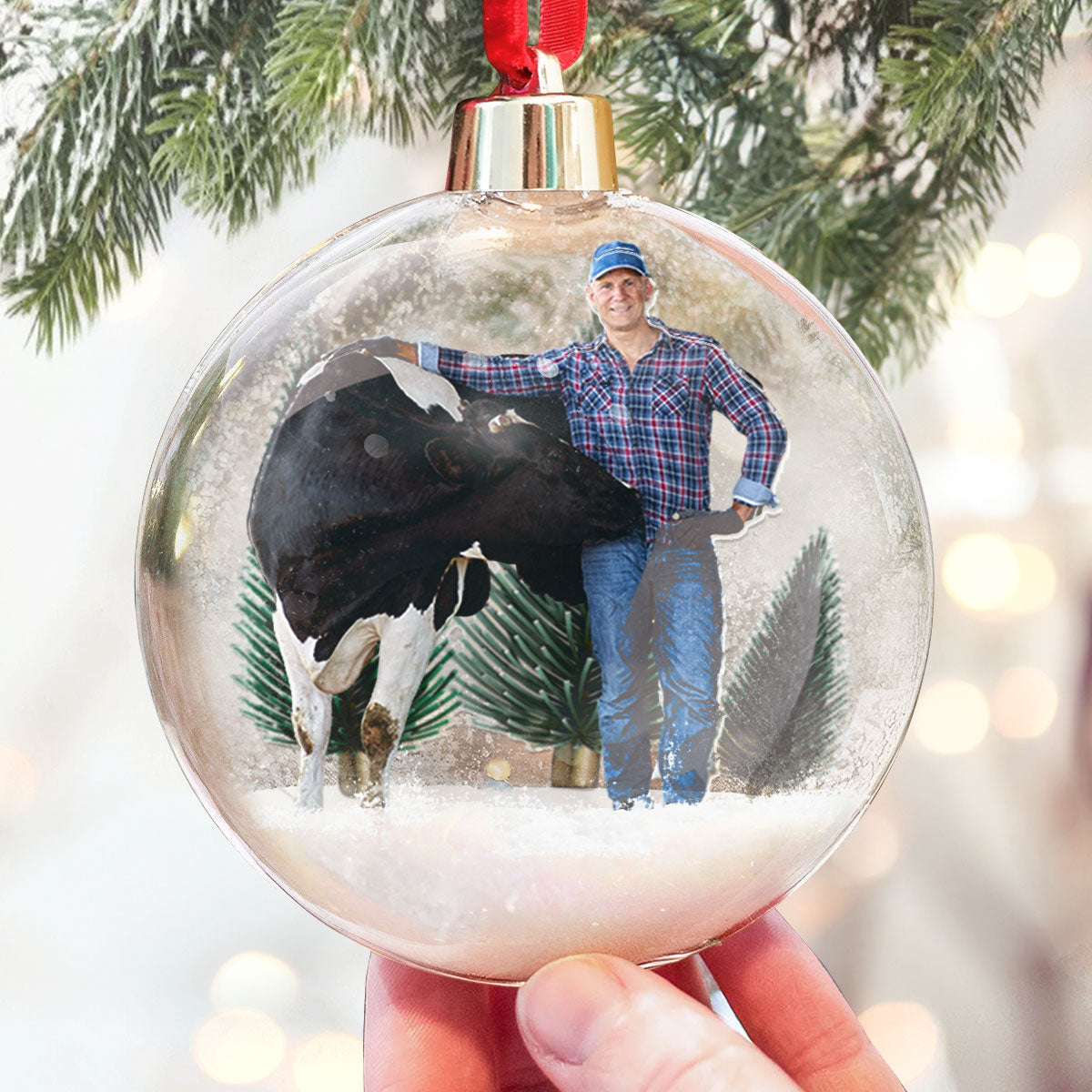 Cow Christmas Tree Bauble Decoration - Personalized Christmas Ball Photo Ornament ORN0810