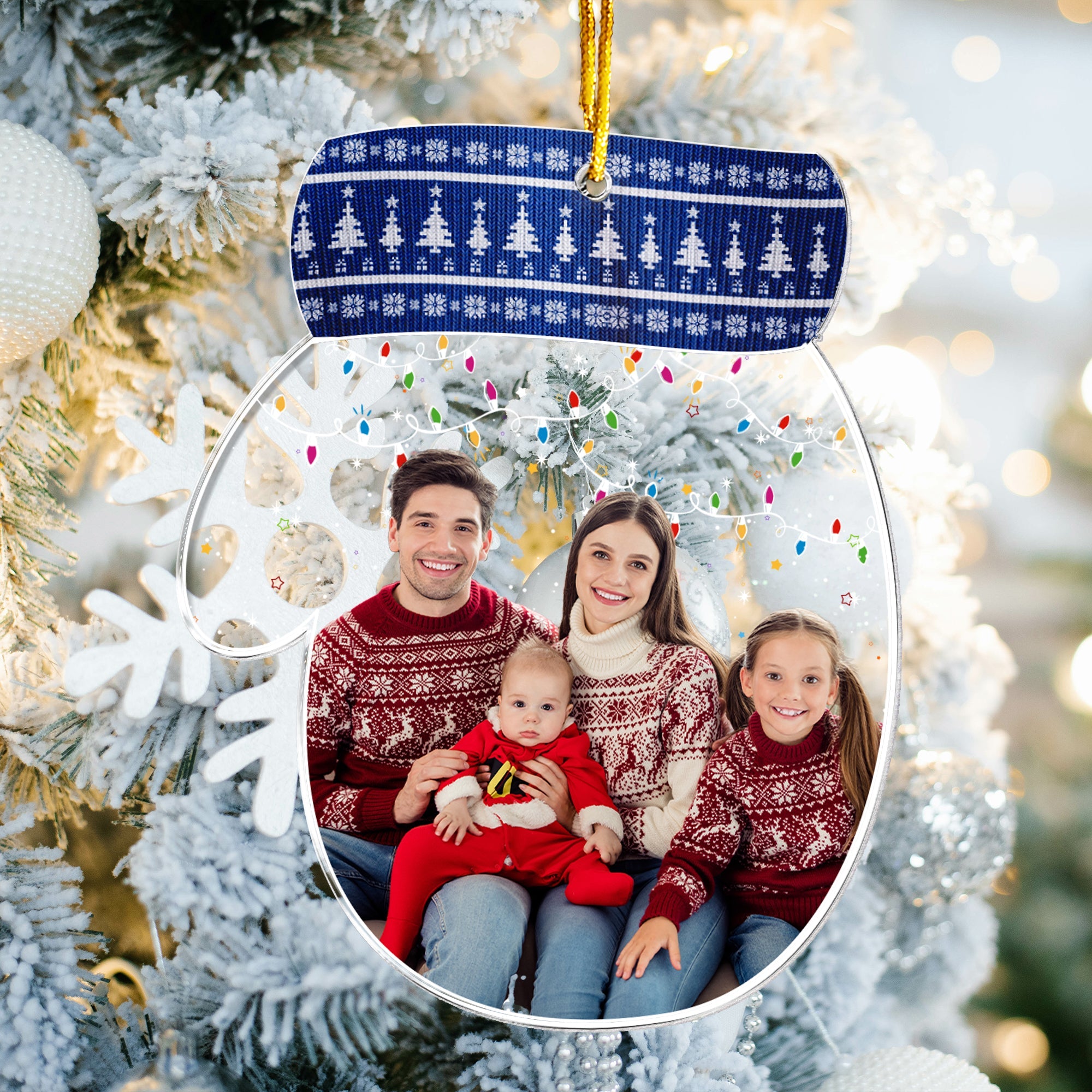 Cozy Glove Family Keepsake - Personalized Acrylic Photo Ornament ORN0810