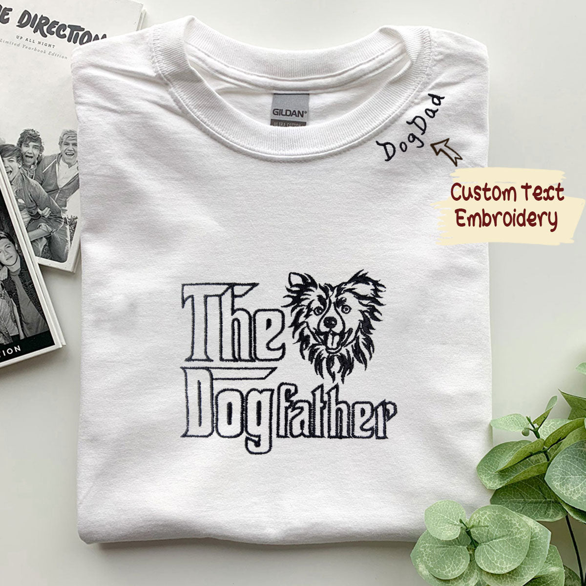 Custom Border Collie Dog Dad Shirt Embroidered Collar, Personalized The DogFather Shirt Border Collie, Best Gifts For Boxer Lovers em4