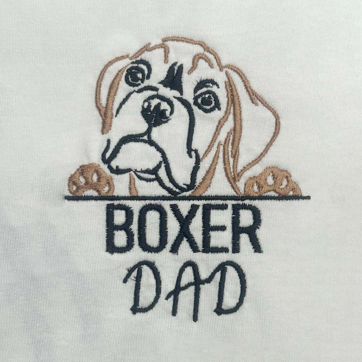 Custom Boxer Dog Dad Embroidered Hoodie, Personalized Hoodie with Dog Name, Best Gifts For Boxer Lovers em5