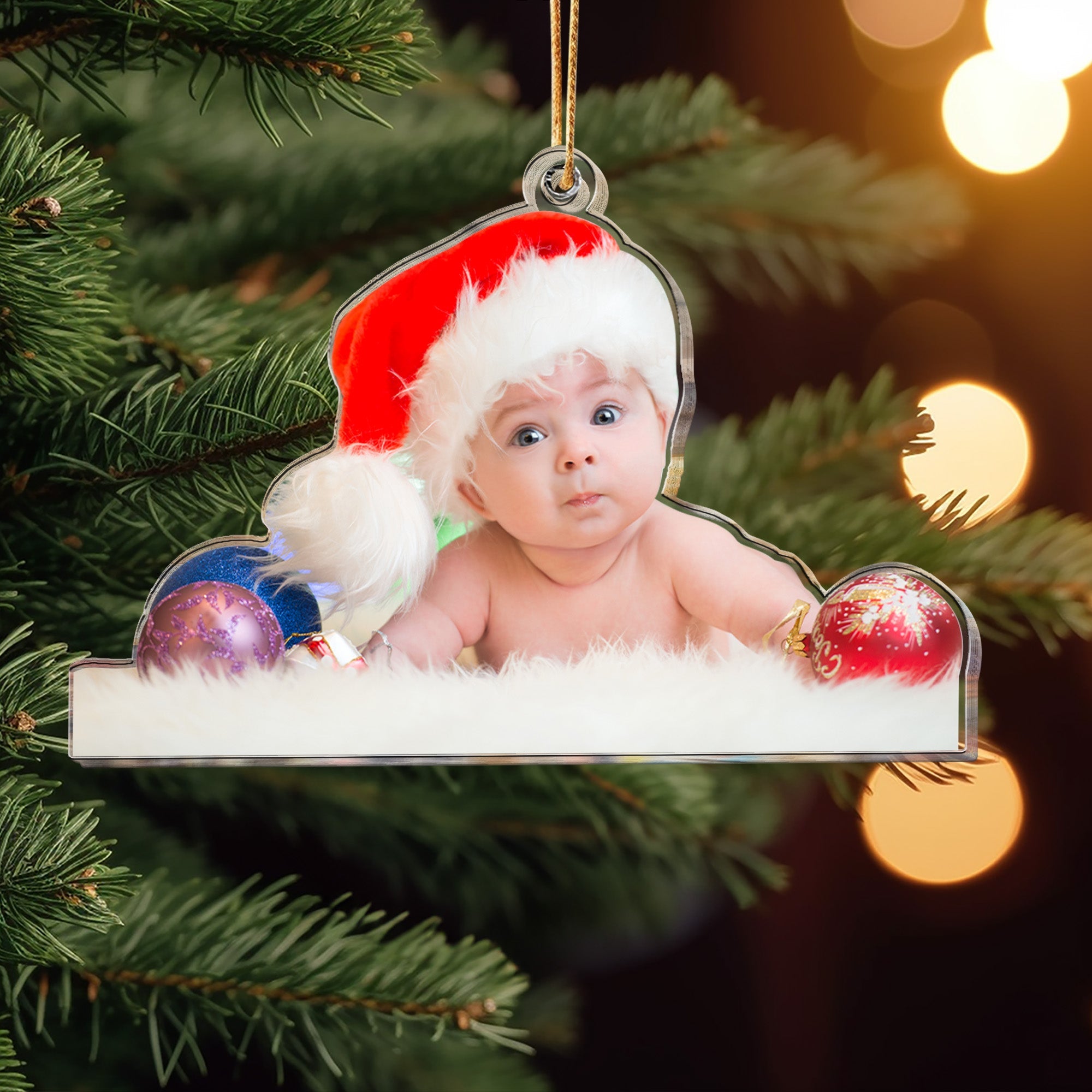 Custom Christmas Baby - Newborn Gift, 1st Xmas - Personalized Acrylic Photo Ornament ORN0810