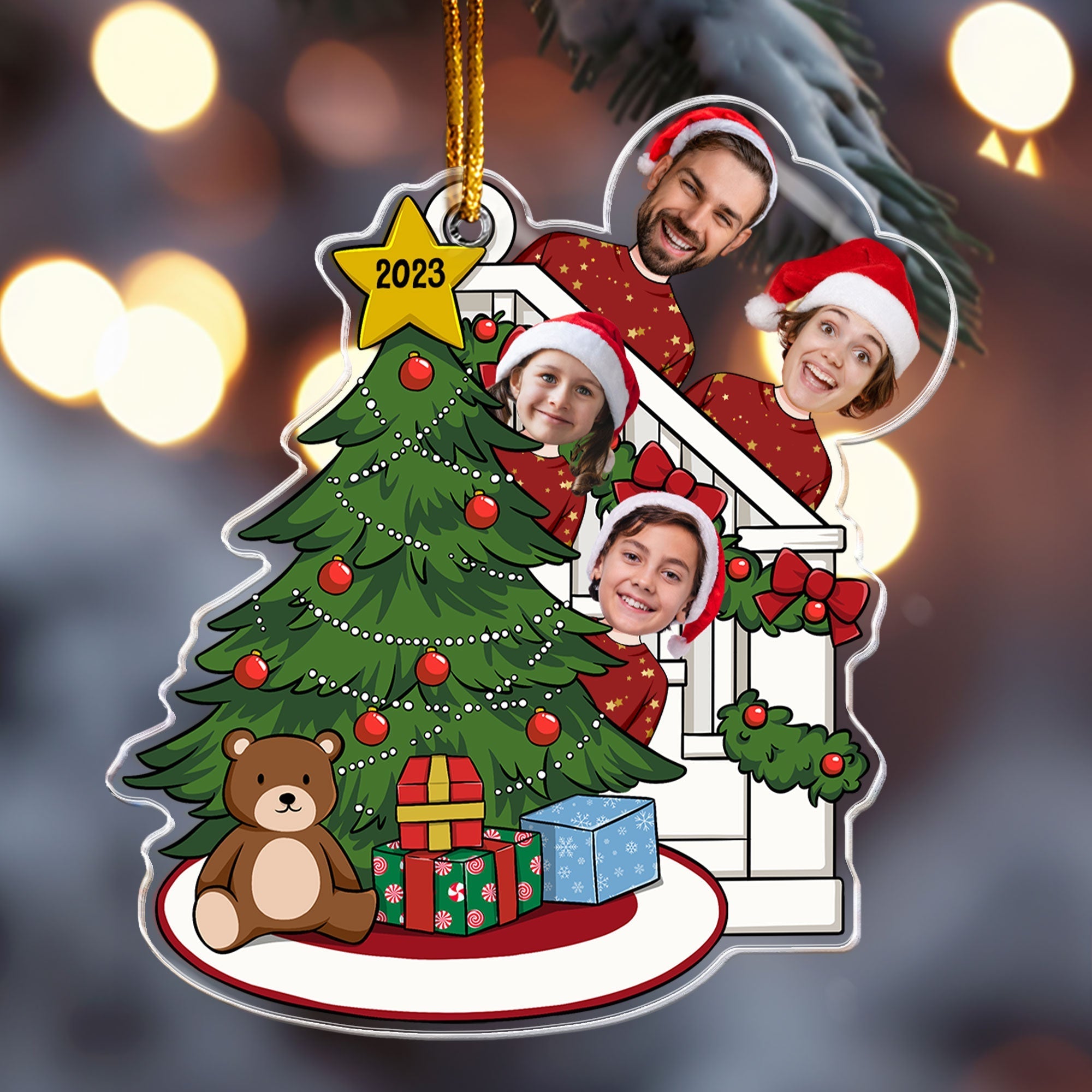 Custom Face Christmas - Family, Friends - Personalized Acrylic Photo Ornament ORN0810