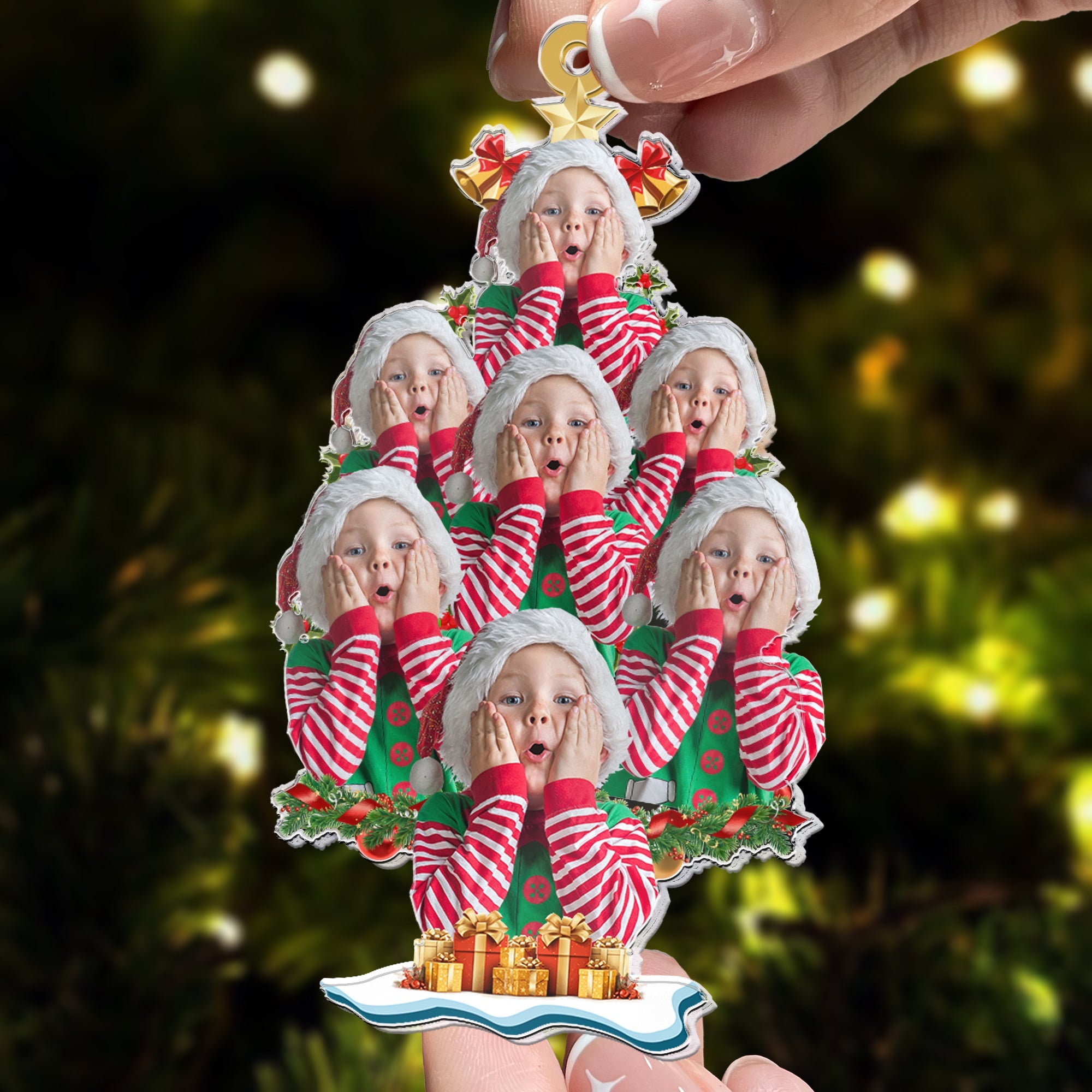 Custom Face - Christmas Tree - Personalized Acrylic Photo Ornament ORN0810