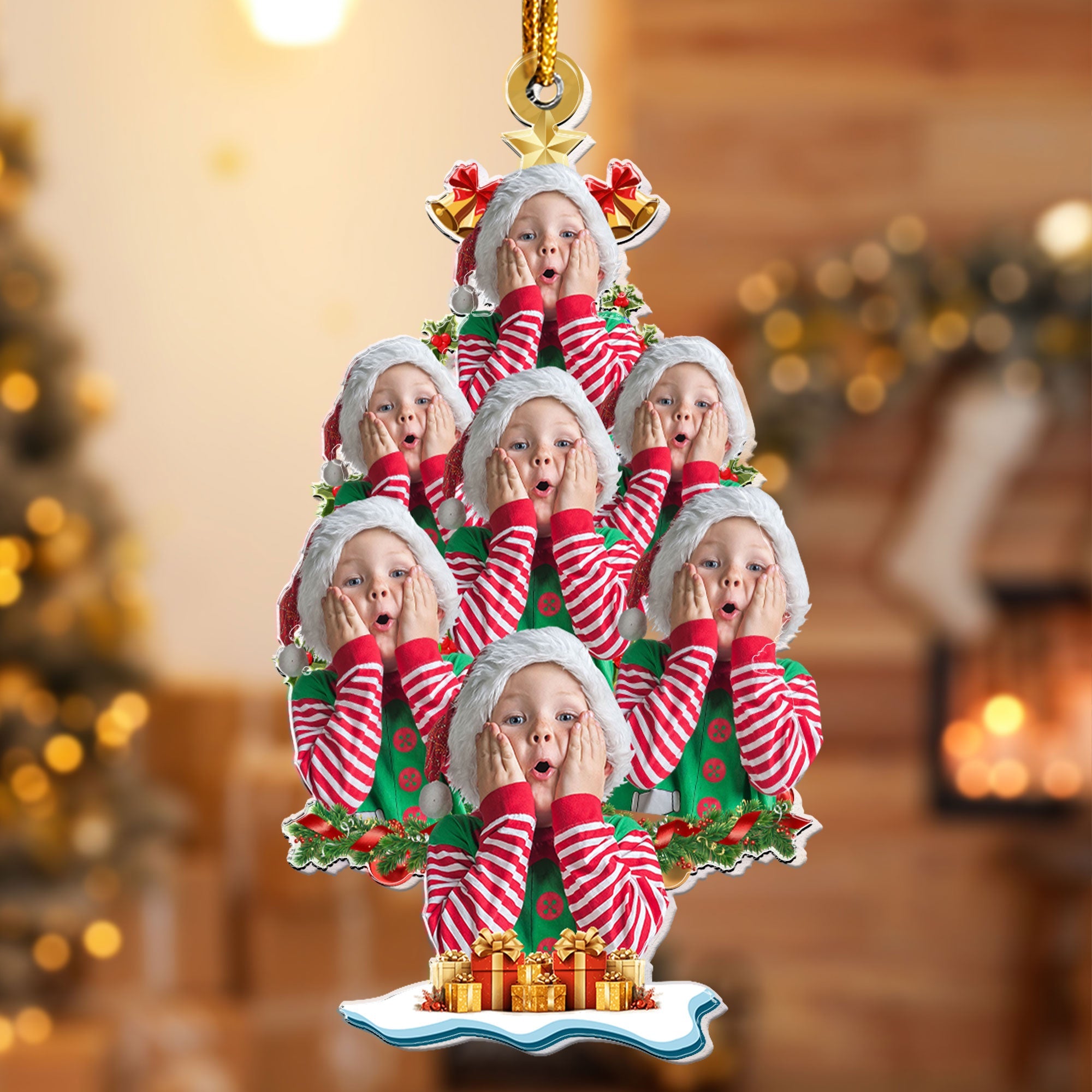 Custom Face - Christmas Tree - Personalized Acrylic Photo Ornament ORN0810